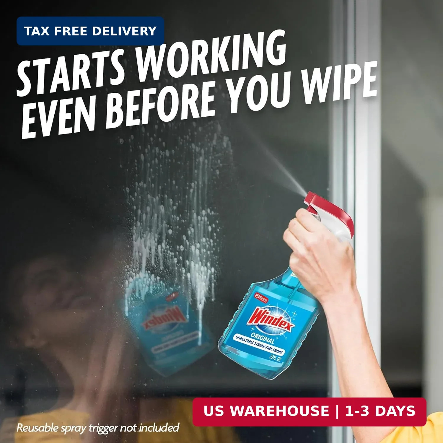 Windex Refill Glass and Window Cleaner Bottle, Bottle Made from 100% Recycled Pl