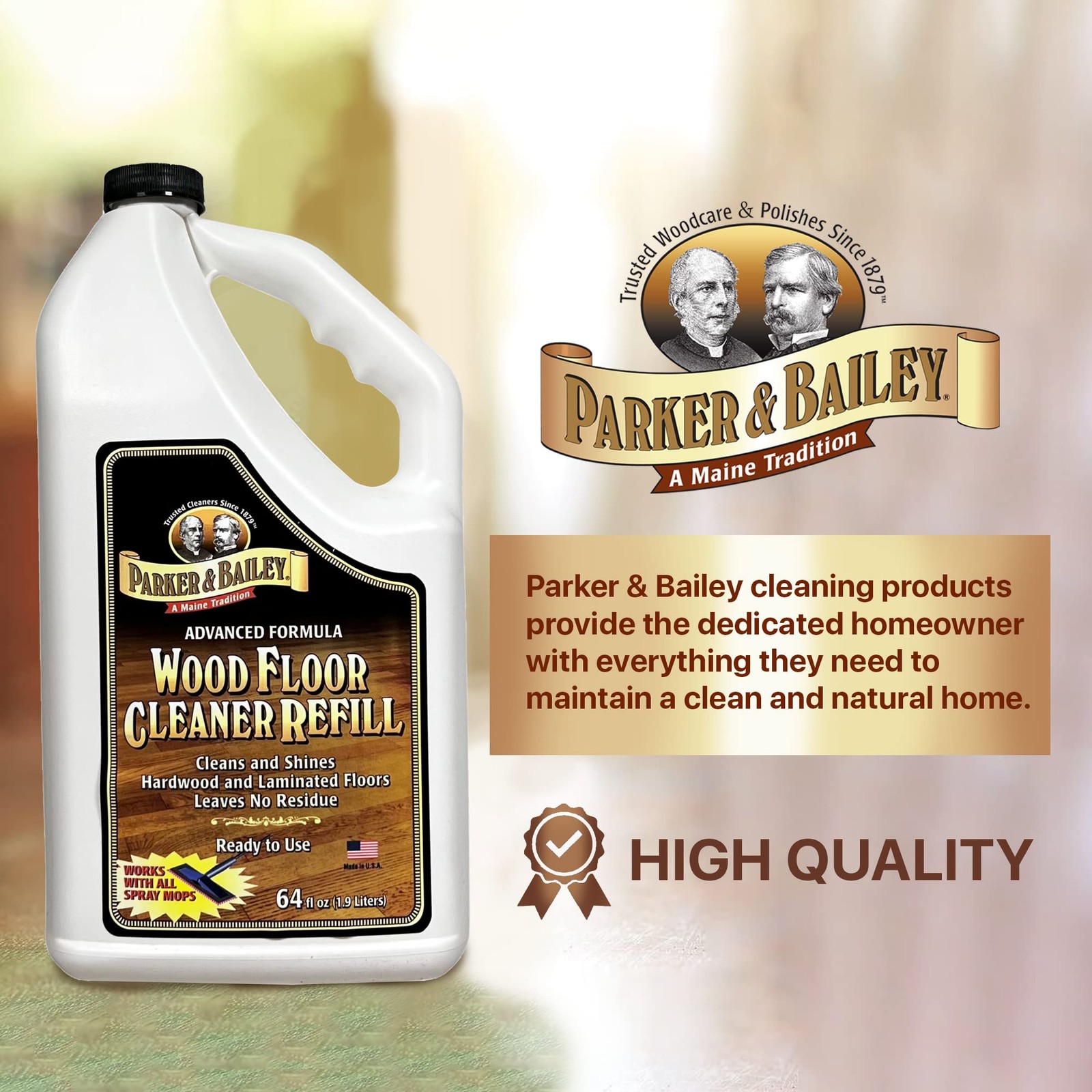 Wood Floor Cleaner – Use on Hardwood, Laminated or Faux Finished Floors. Shin…