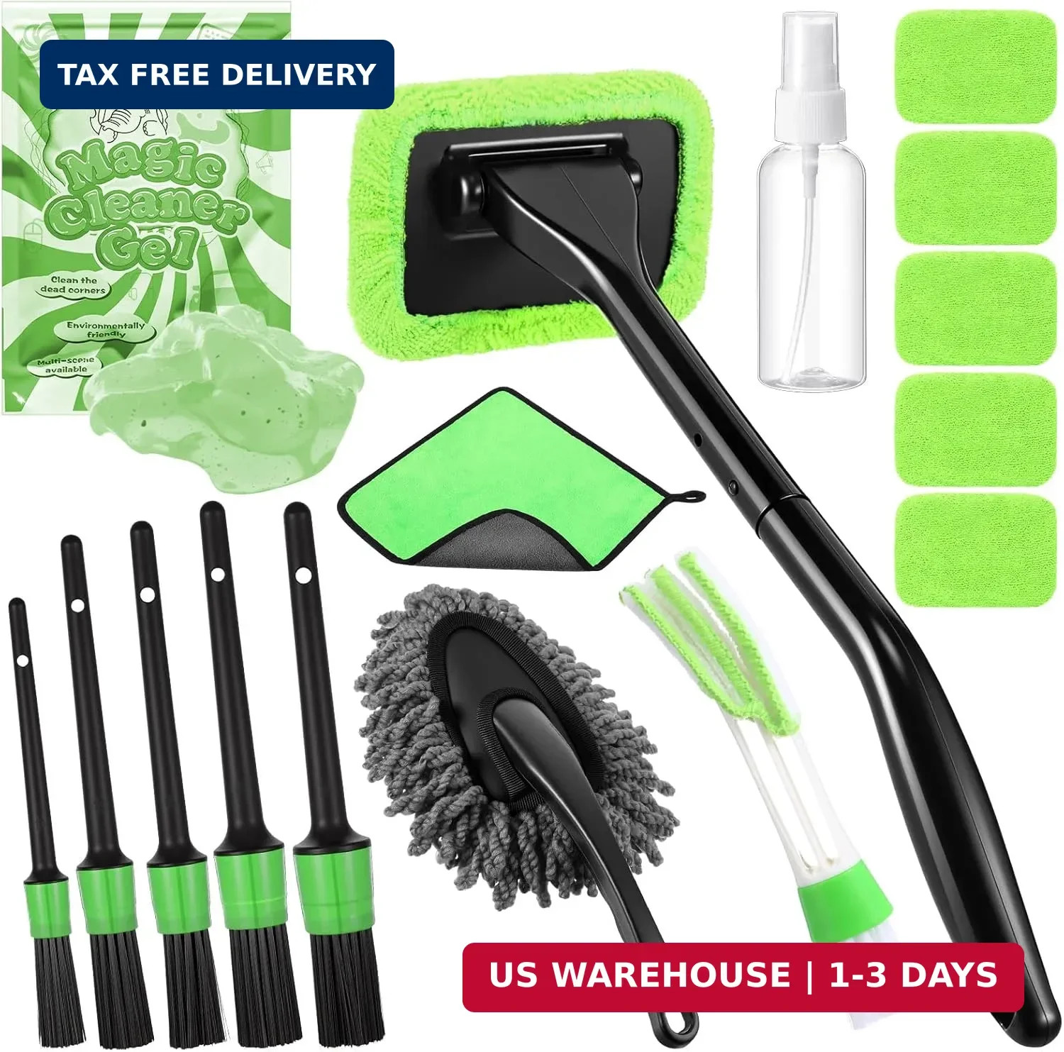 16 Pcs Windshield Cleaner Tool, Car Cleaning Kit with Various Detailing Brushes