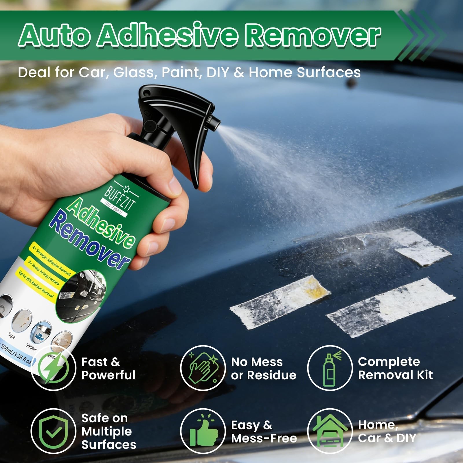 Adhesive Remover Spray for Cars, Glass & Plastic – Fast Glue & Sticker Cleaner,