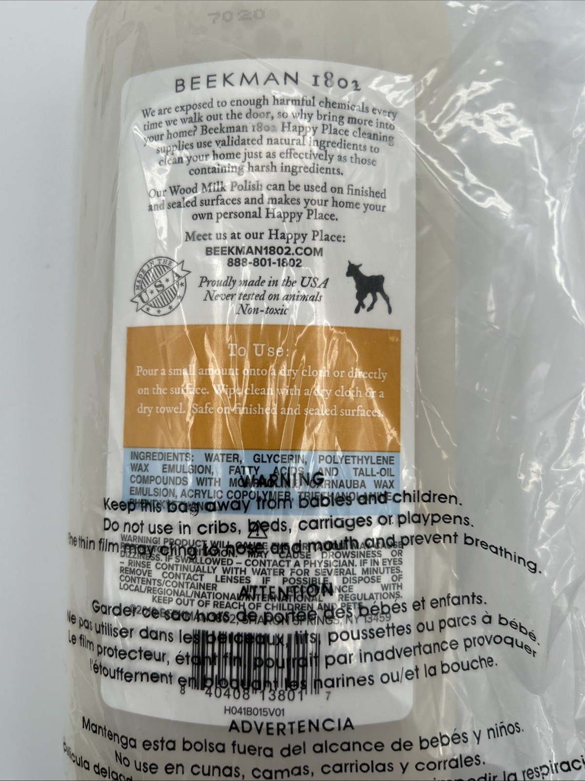 Beekman 1802 Happy Place Wood Milk Polish 20 fl oz. Non-Toxic Cruelty Free USA