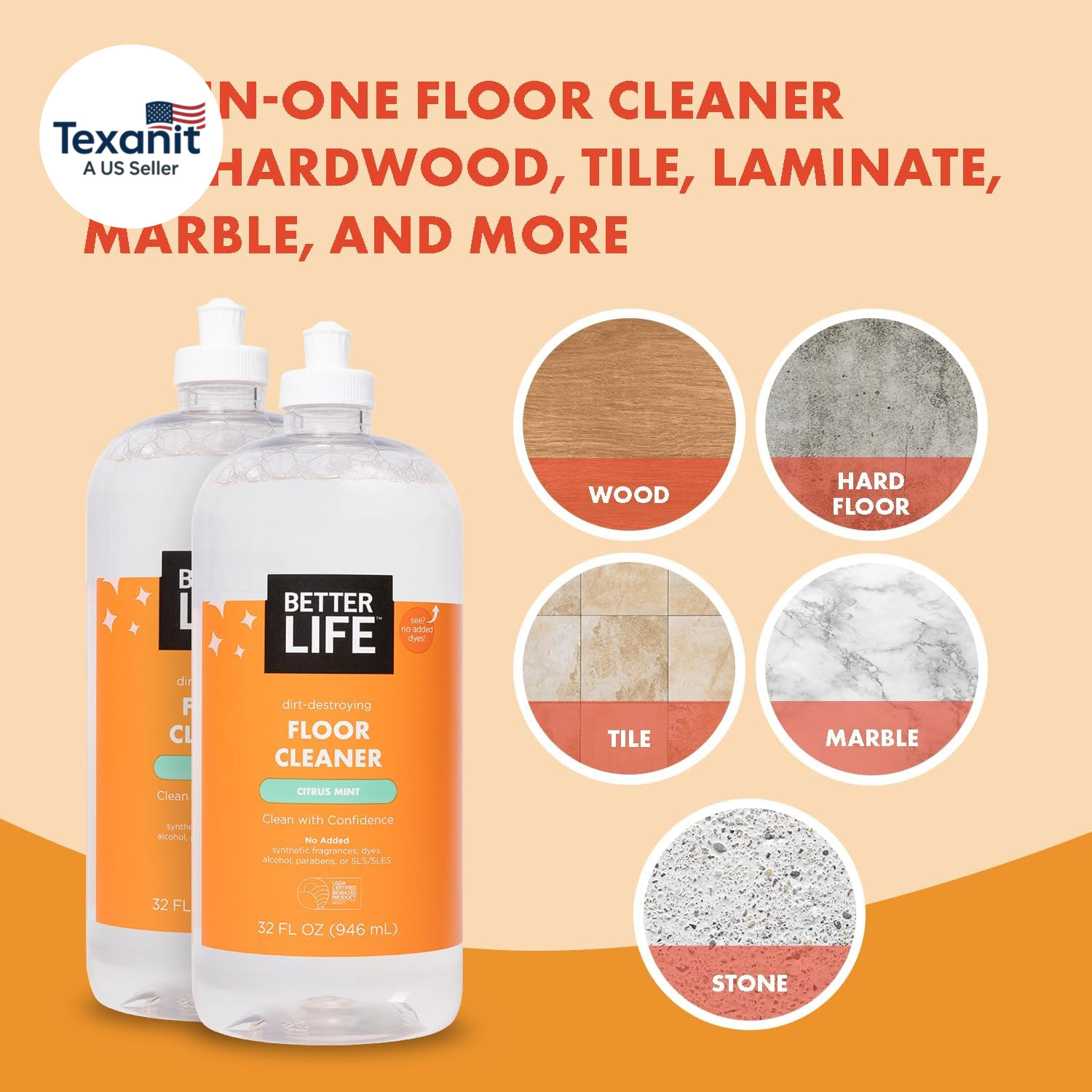Floor Cleaner – Liquid Multipurpose Cleaner for Wood, Tile, Laminate, Vinyl, Bam