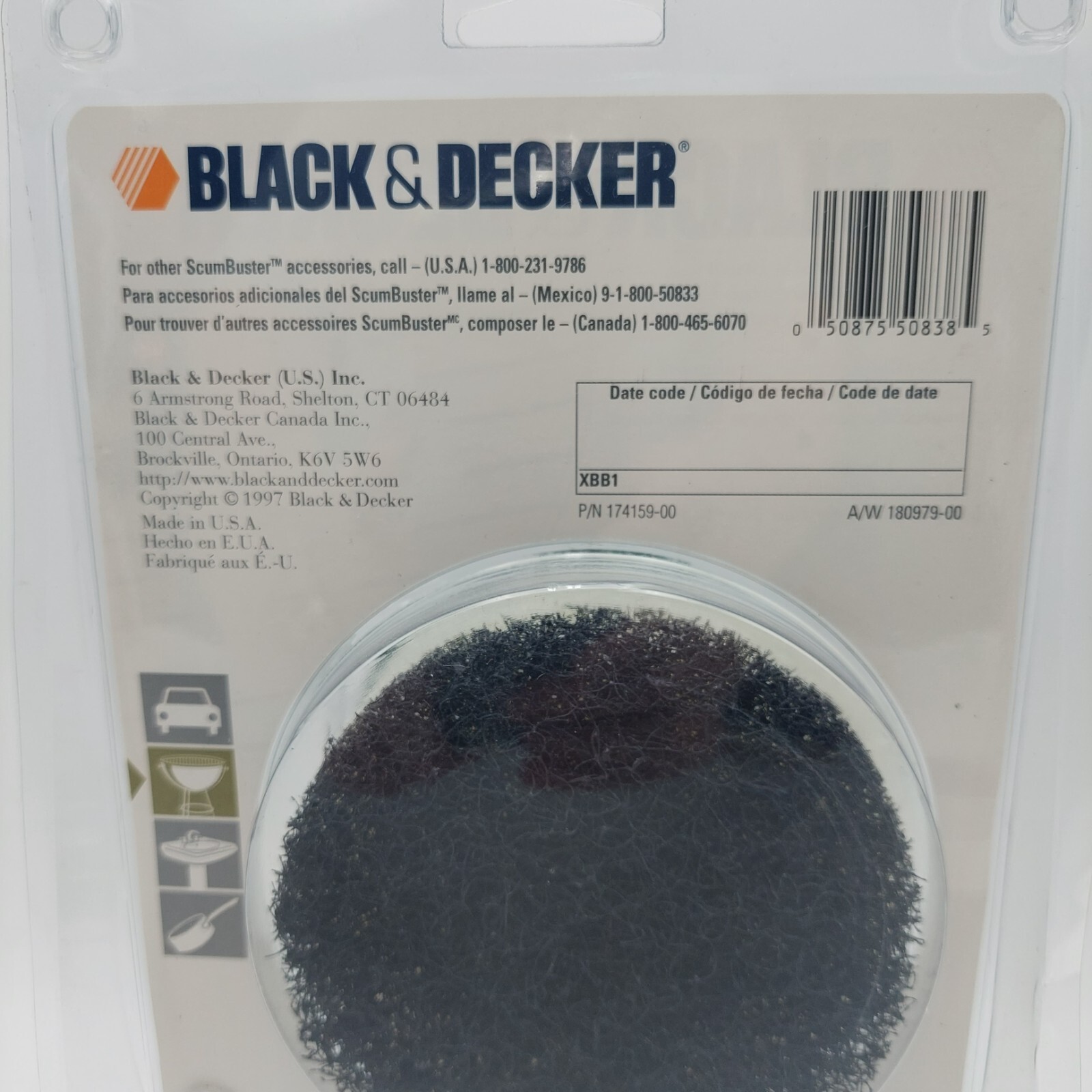 Black & Decker XBB1 ScumBuster Accessories Wire Bristle Brush & 2-Scrub Pads