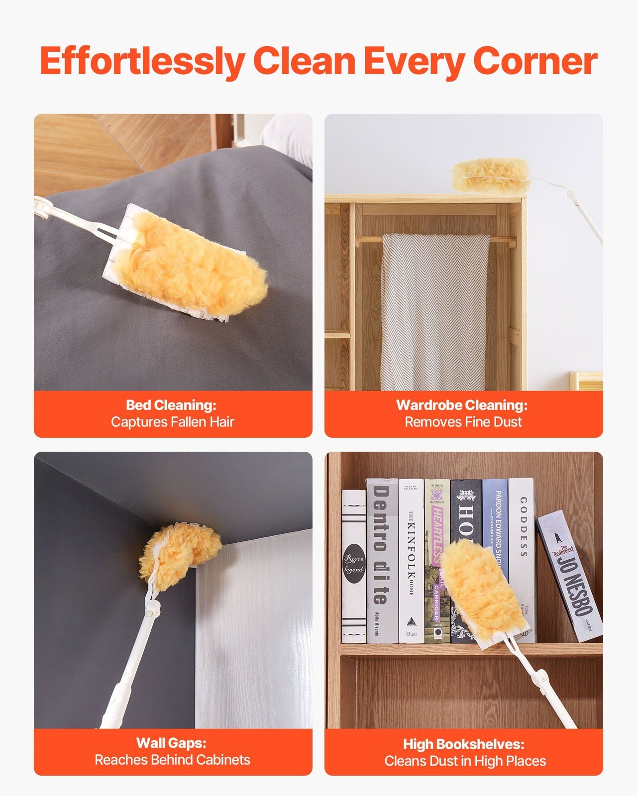 Reusable Non-Woven Duster 3 ft Extendable Handle 10 Refills 360° Cleaning