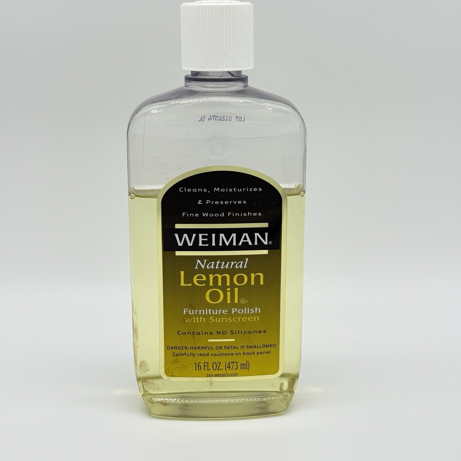 Weiman Lemon Oil Furniture Wood Polish with UV Sunscreen 16 Oz Bottle 75% Full