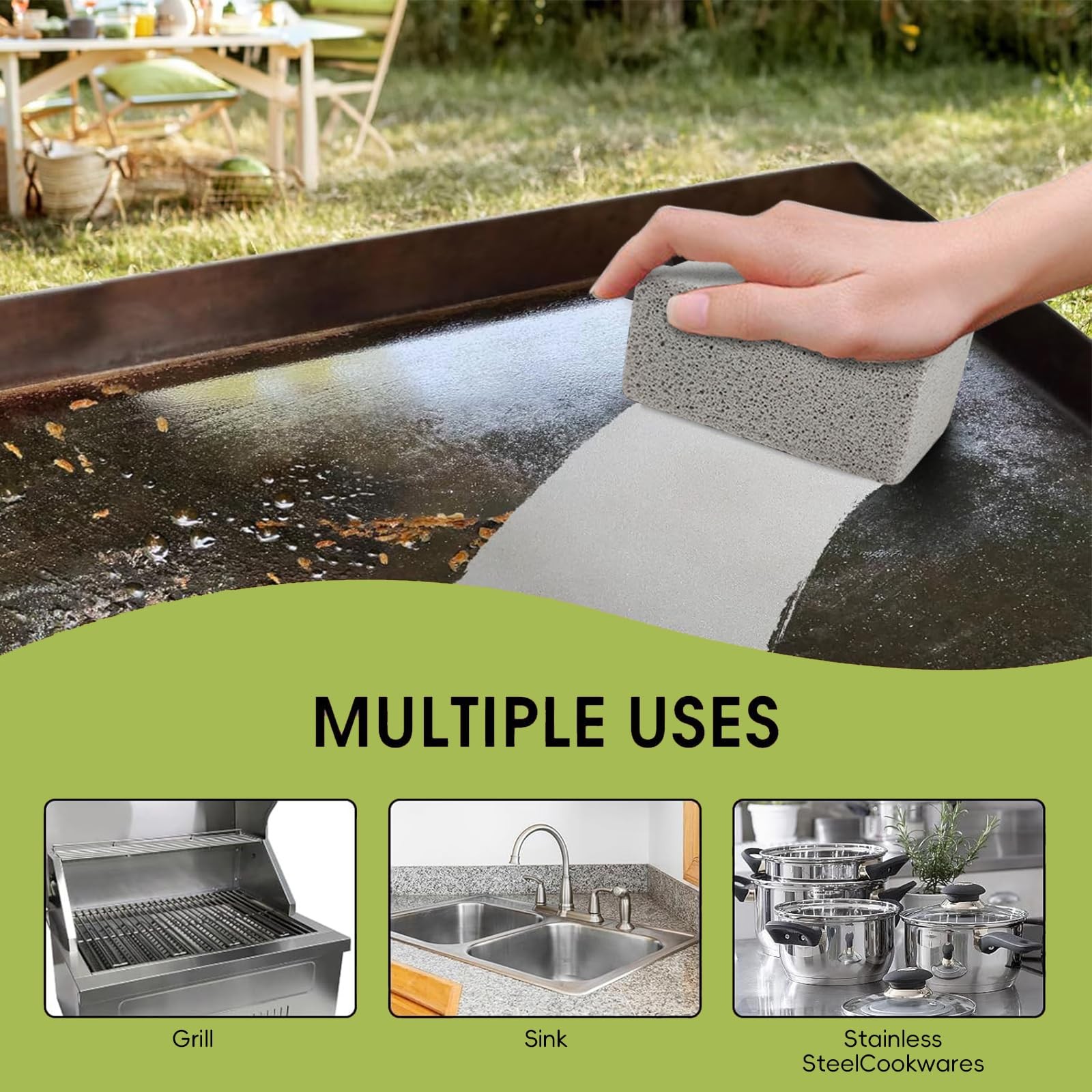 8-Pack Natural Pumice Cleaning Stones Pumice Stone for Cleaning Non-Scratch G…