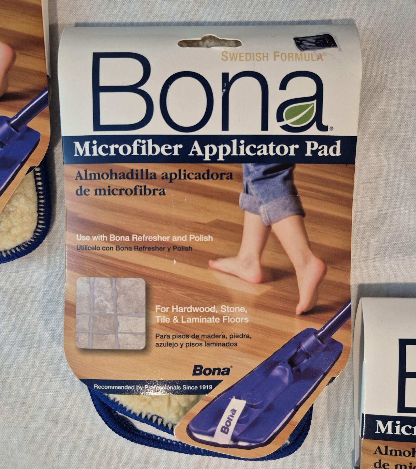 Bona Microfiber applicator Pad Hardwood Stone Tile Laminated Floors Lot Of 3
