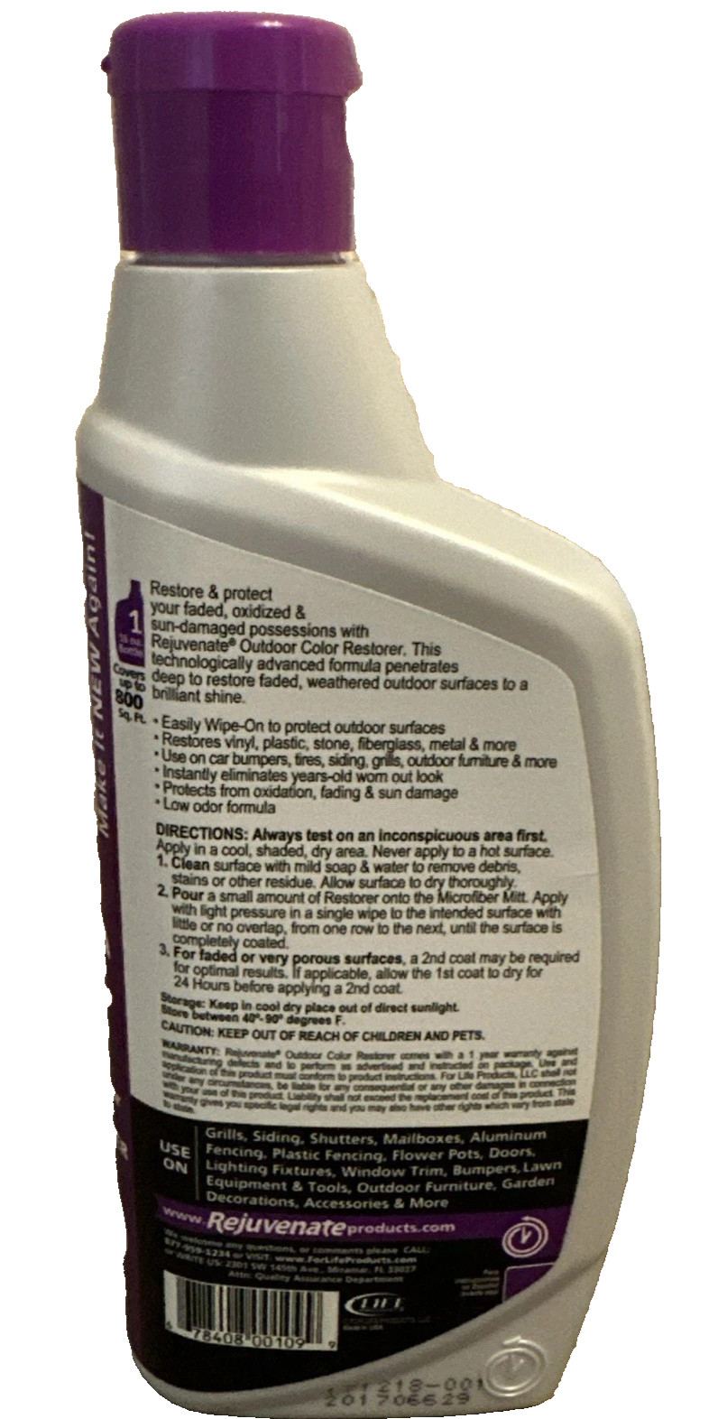 Rejuvenate Outdoor Color Restorer 16 oz Patio Furniture Cleaner Wipe On NEW