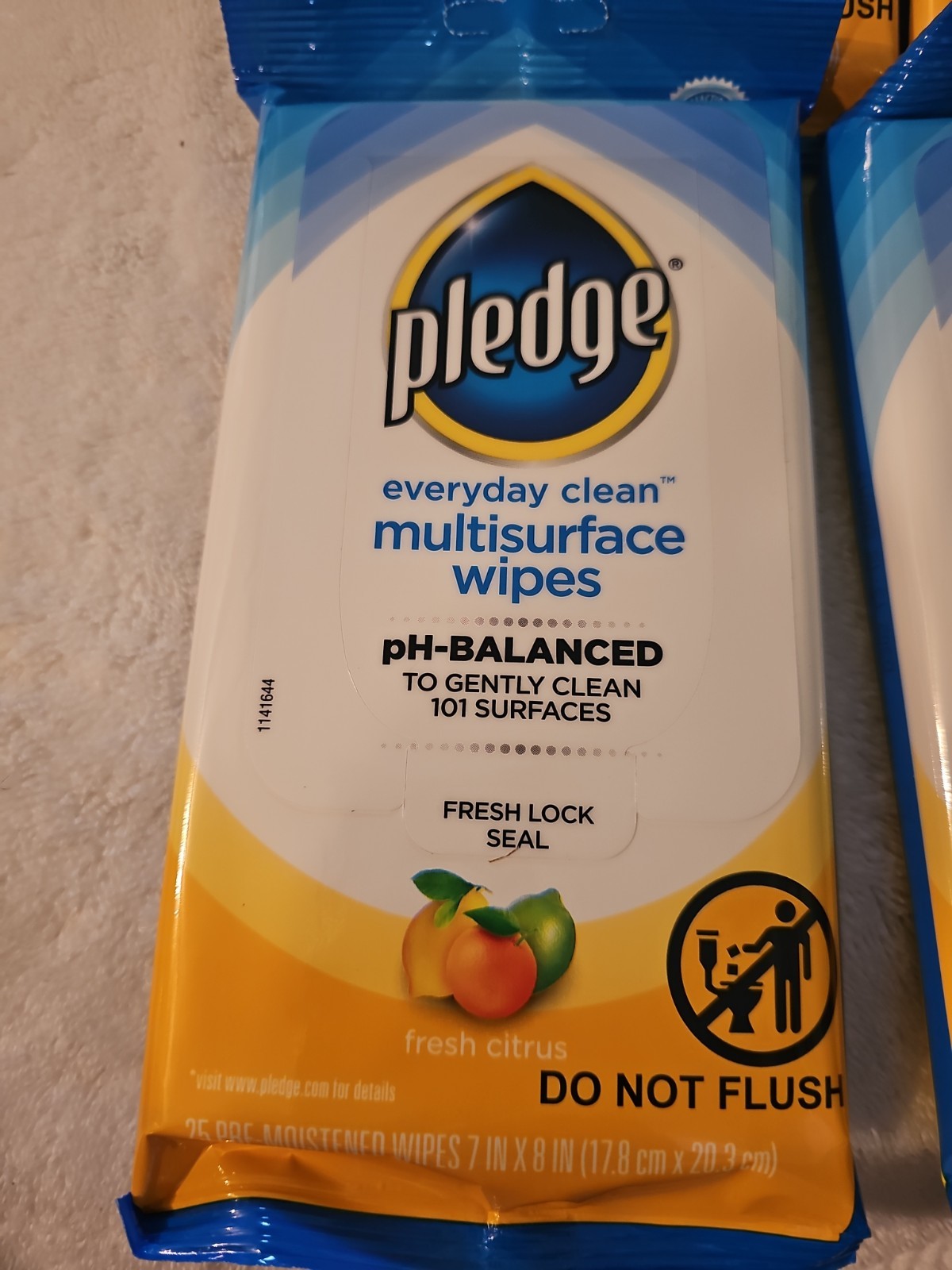 6)- Pledge Multi-Surface Wipes, Fresh Citrus 25ct NEW & Sealed