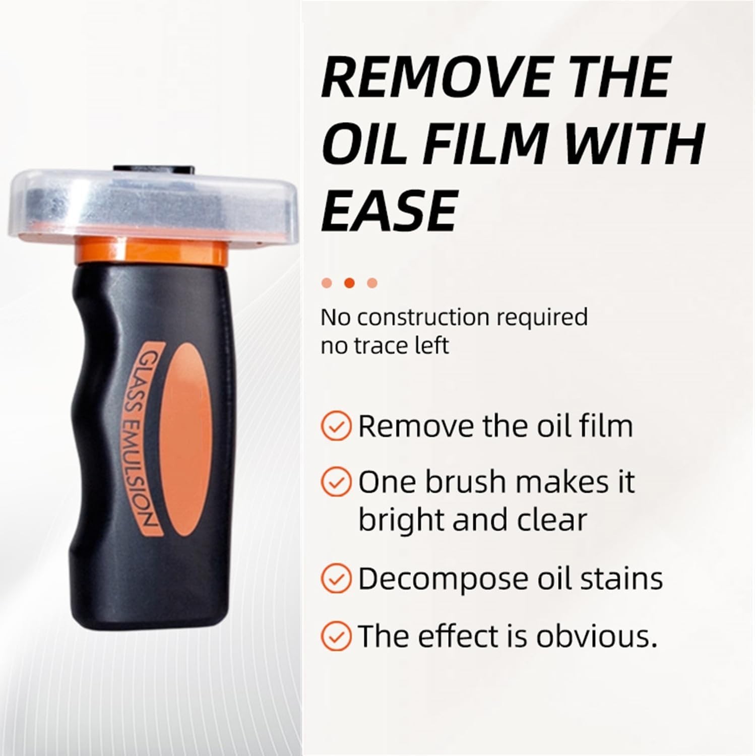 Glass Emulsion Cleaner,Handle Oil Film Remover,100ml w/ Brush Head