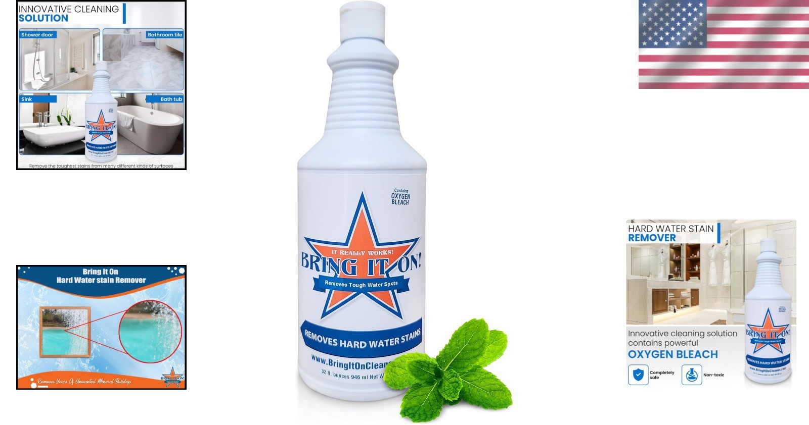 32oz Bring It On Stain Remover and Grout Cleaner – Non-Toxic with Mint Freshness