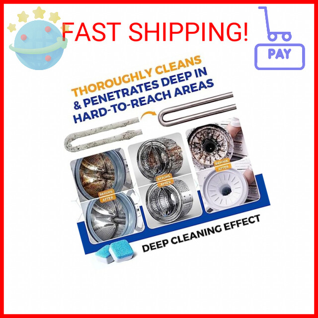 Bastion Washing Machine Cleaner Tablets, Deodorizer & Descaler (Pack of 6) | HE