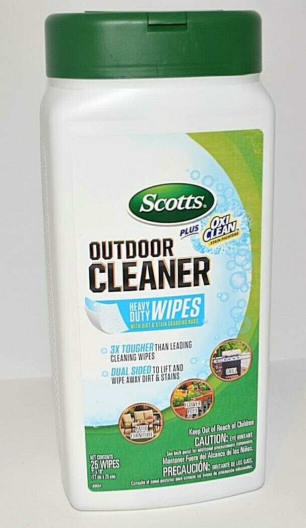 SCOTTS PLUS OXI CLEAN STAIN FIGHTERS OUTDOOR CLEANER CLEAN HEAVY DUTY WIPES 25