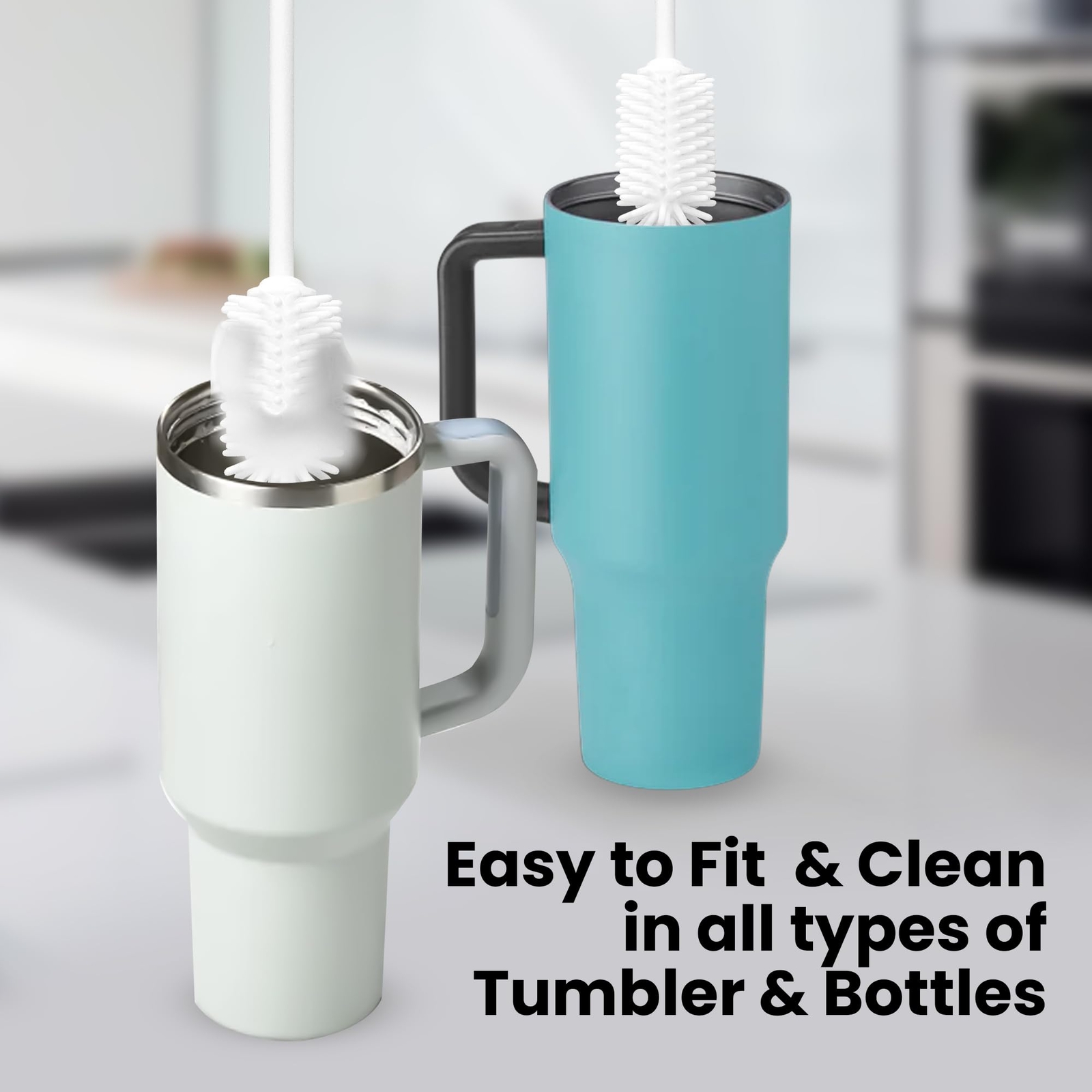 Silicone Water Bottle Cleaning Brush Set 16inch & 12inch Flexible Durable Silico