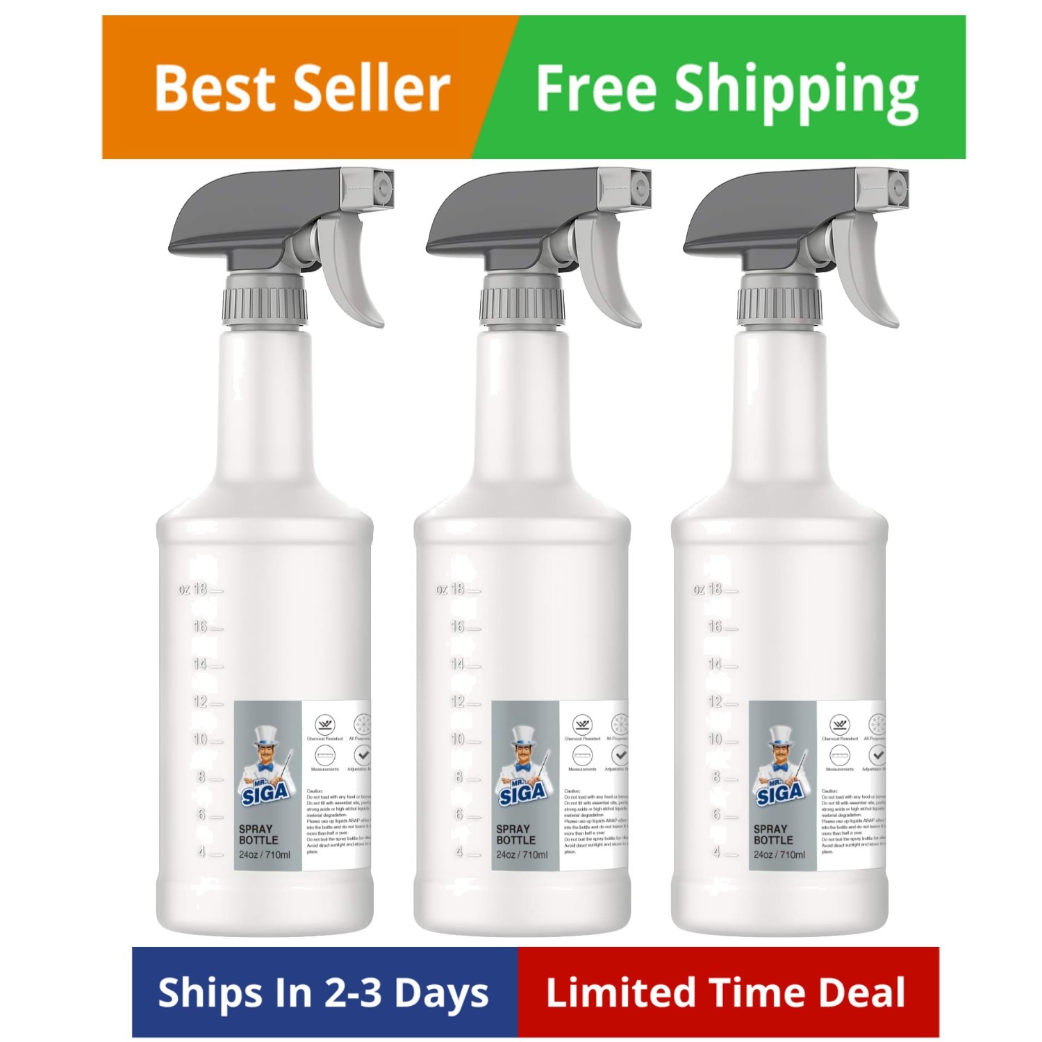 24 oz Empty Plastic Spray Bottles for Cleaning Solutions, Heavy Duty Househol…