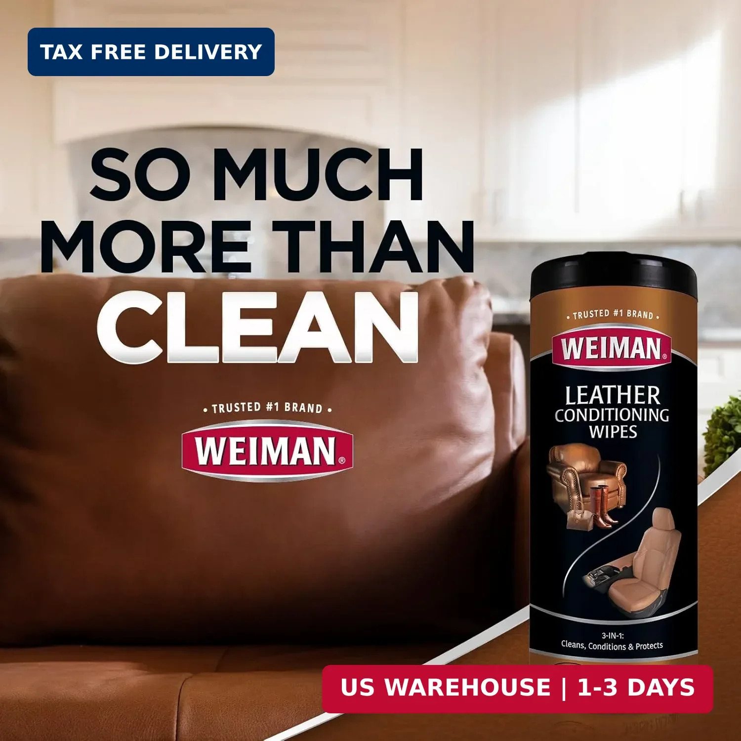 Weiman Leather Cleaner Wipes – Clean Condition UV Protection Help Prevent Cracki