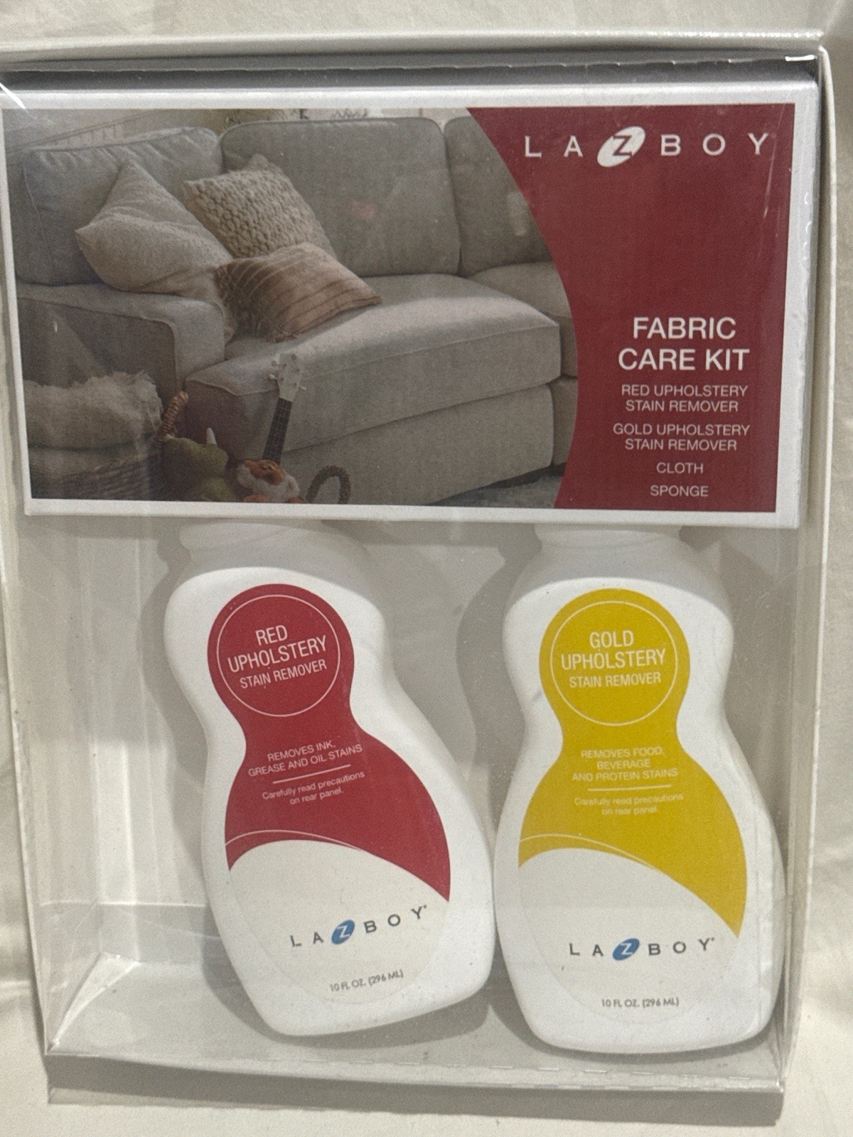 NEW La-Z-Boy LuxeCare Fabric Care Kit ServeCo Upholstery Stain Remover Red Gold