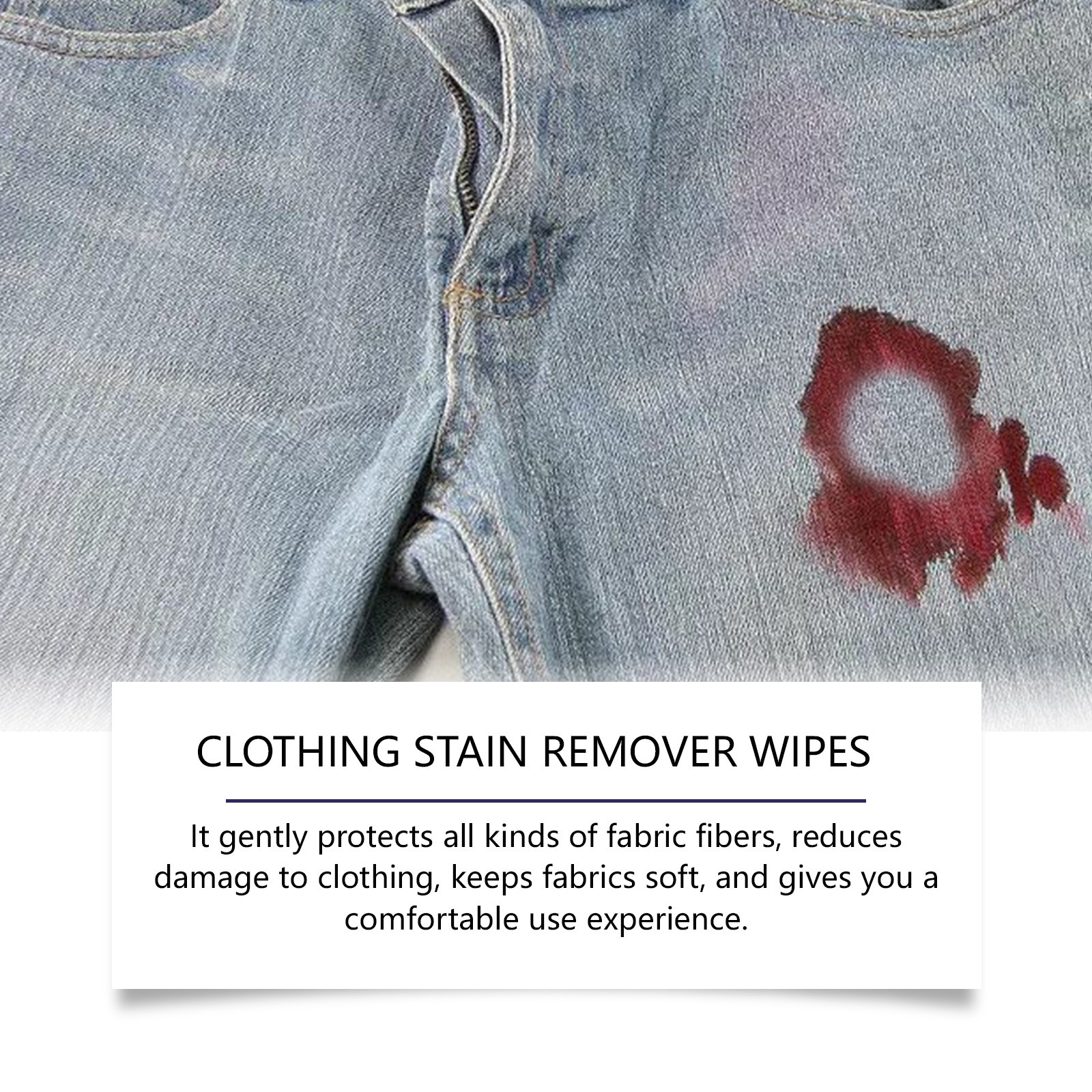 Jakehoe Clothes Stain Remover Wipes Grease Stain Remover Mild Clean Clean White