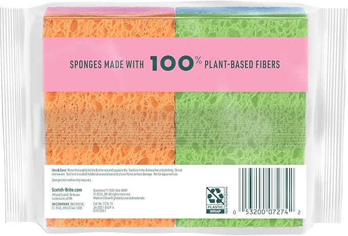 O-Cel-O Handy Sponges, Assorted Colors, 4 Count