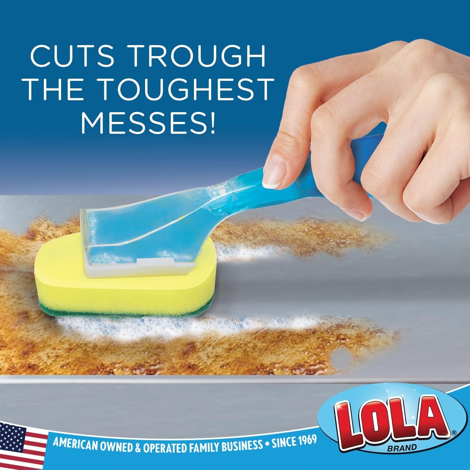 LOLA Dish Brush w/Soap Dispenser Wand, 1 Brush w/Head & 6 Refills, Absorbent Spo