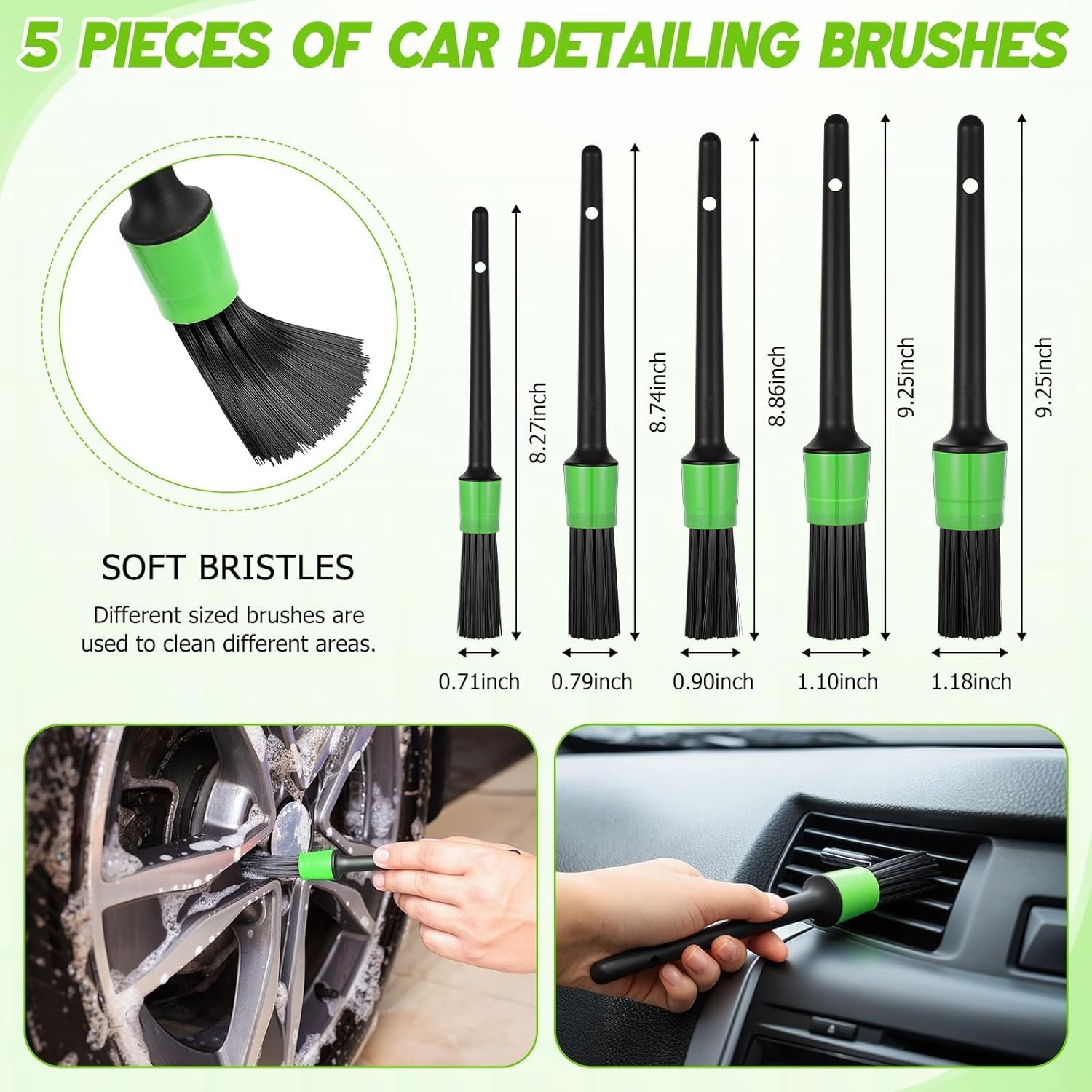 16PCS Car Windshield Cleaner Kit Detailing Brushes Gel Spray Bottle (Green)