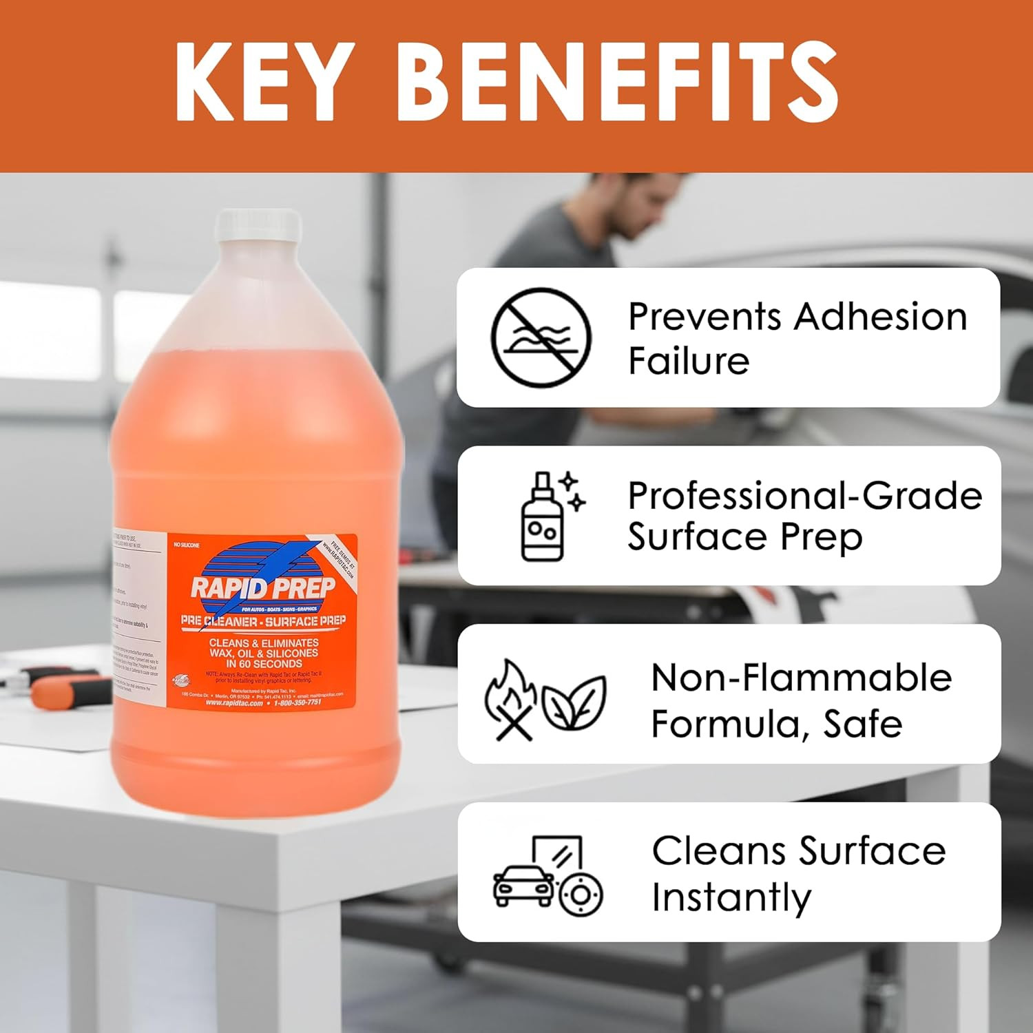 Rapid Prep Surface Cleaner 128 Oz | Safe Water Based Solution Removes Wax, Greas