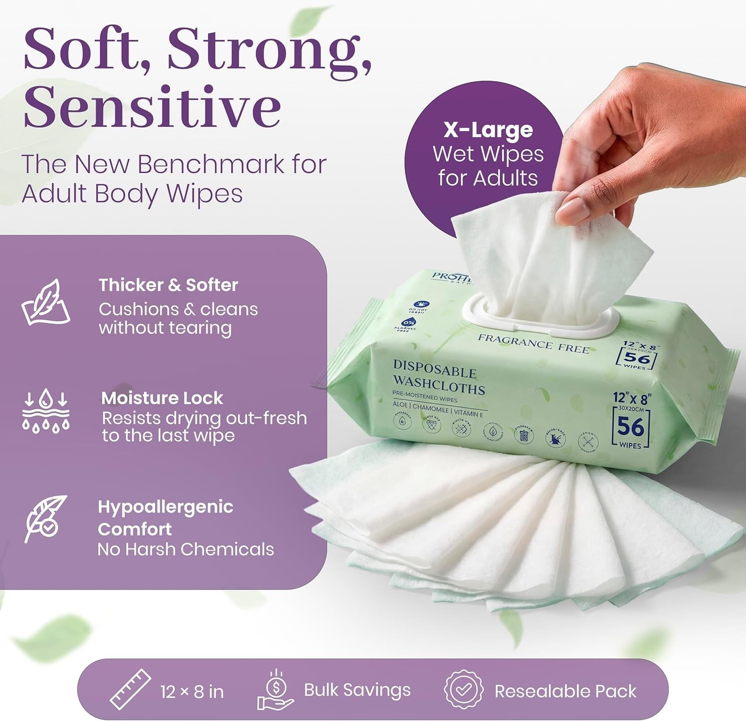 Gentle & Nourishing Adult Wipes – 112 Count, Alcohol-Free, Moisturizing Formula