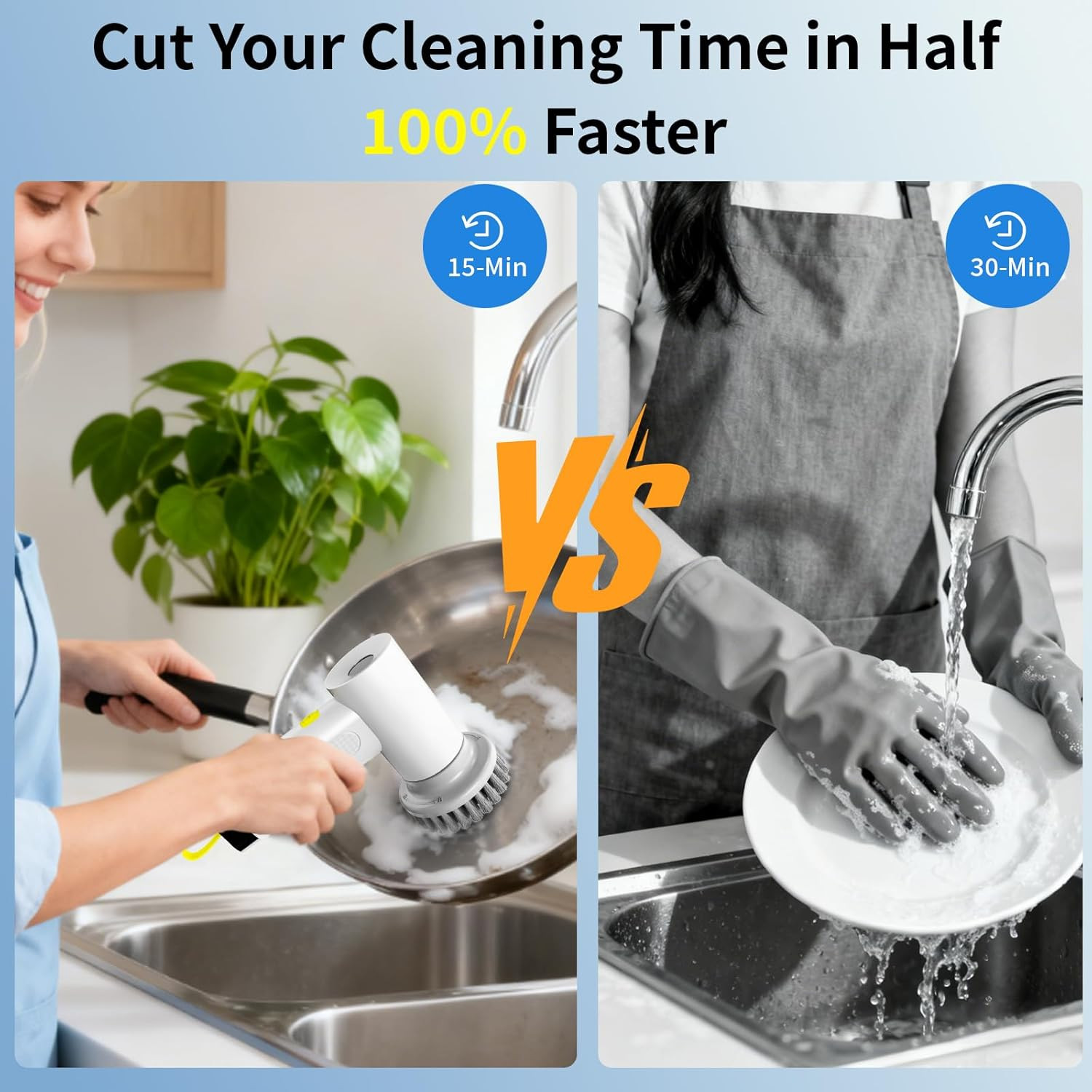 3000Mah Cordless Electric Spin Scrubber, 20W High-Torque IPX7 Waterproof Cleanin
