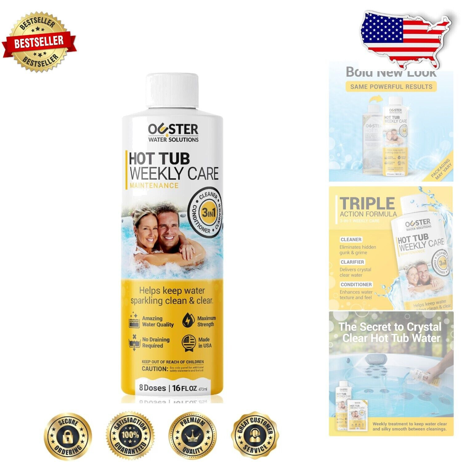 Effortless 3-in-1 Hot Tub Maintenance Solution – 16oz Cleaner for All Spas