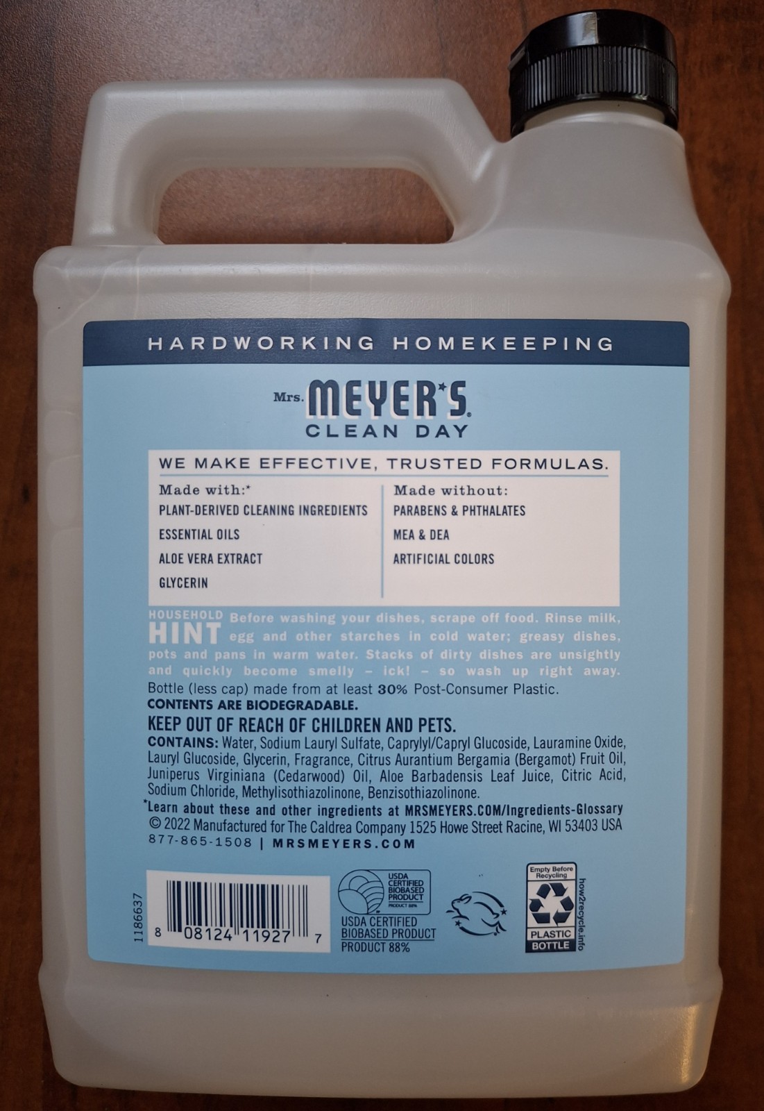 Mrs. Meyers Clean Day Refreshing Rain Liquid Dish Soap Refill 48oz