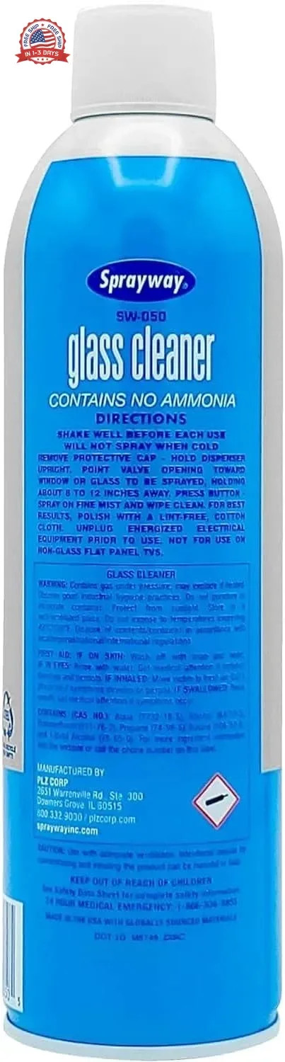 Sprayway Glass Cleaner with Foaming Spray for a Streak-Free Shine for Home and A
