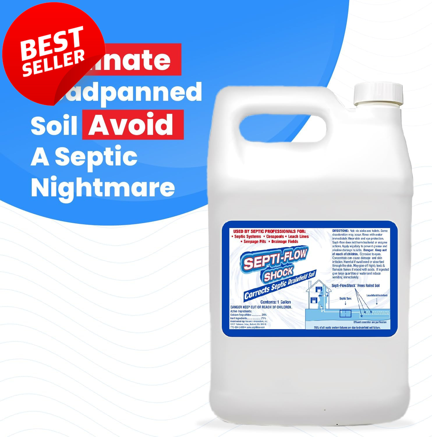 Septic Drainfield Repair Treatment Clears Leach Field Soil 128oz Septi-Flow – US