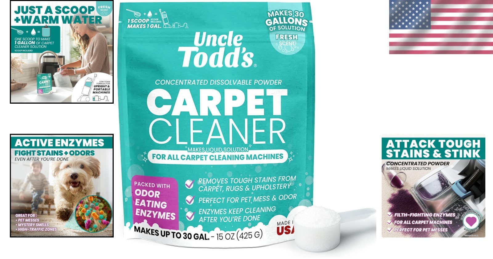 Multi-Purpose Carpet Cleaner Powder – 15oz, Pet Stain Removal & Odor Elimination
