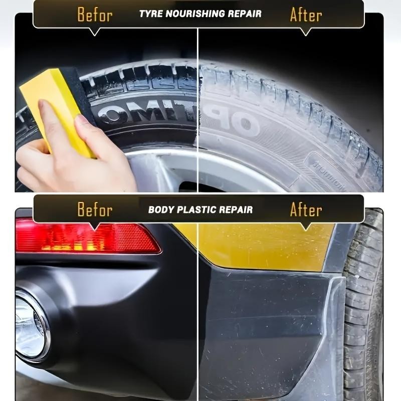 Car Tire Wax Restorer, Back to Black Gloss, Crystal Clear Shine Polish