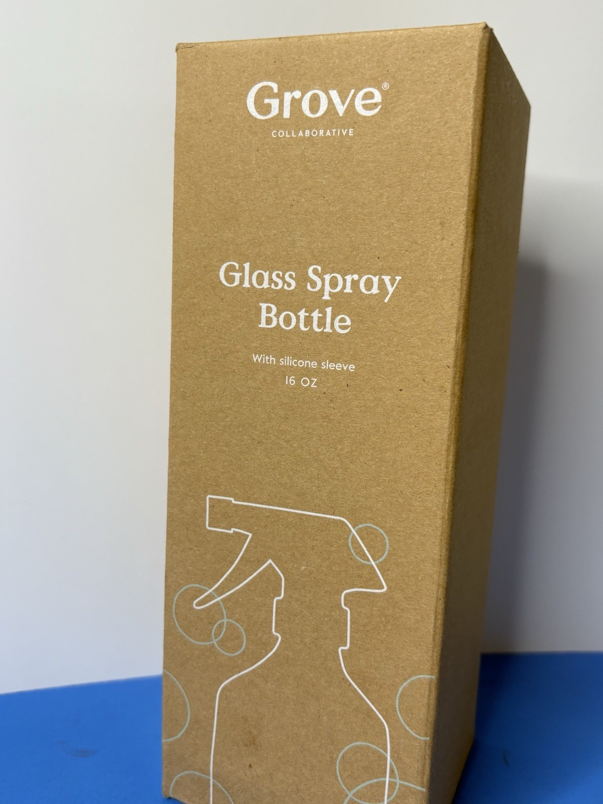 Grove Collaborative Glass Spray Bottle With Gray Silicone Sleeve NIB 16 Oz