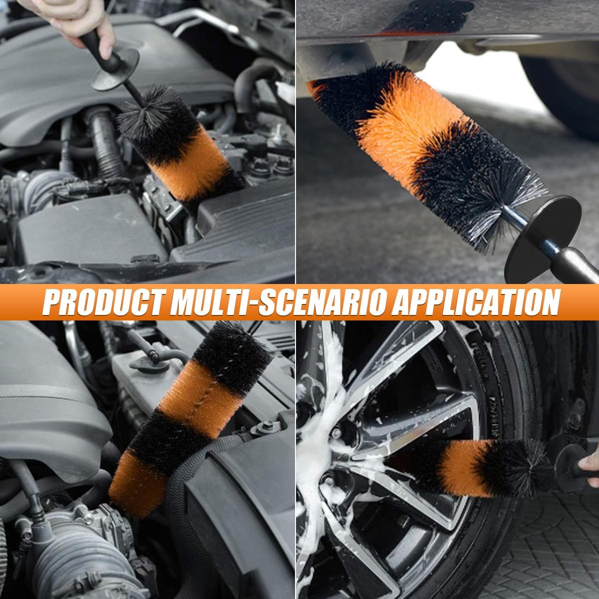 Master Car Wheel Brush, 16″ Long Soft Bristle Car Wheel Rim Cleaner Brush, Easy