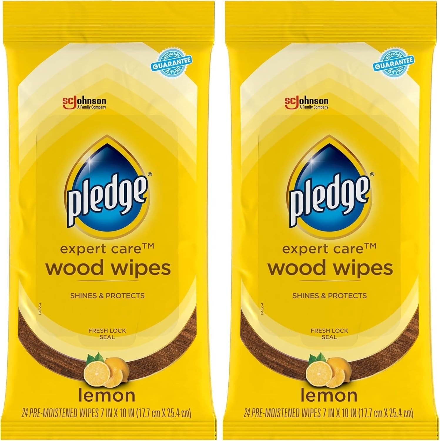 Pledge Expert Care Enhancing Wood Wipes, Lemon Scent, 24 Count