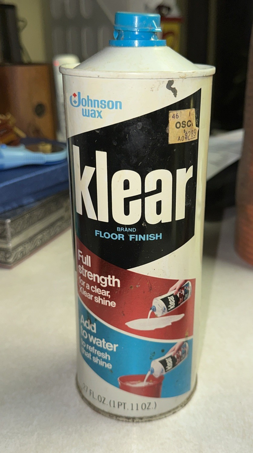 Vintage Klear Floor Finish Sc Johnson Wax 27 Oz Can 3/4 Full 1979
