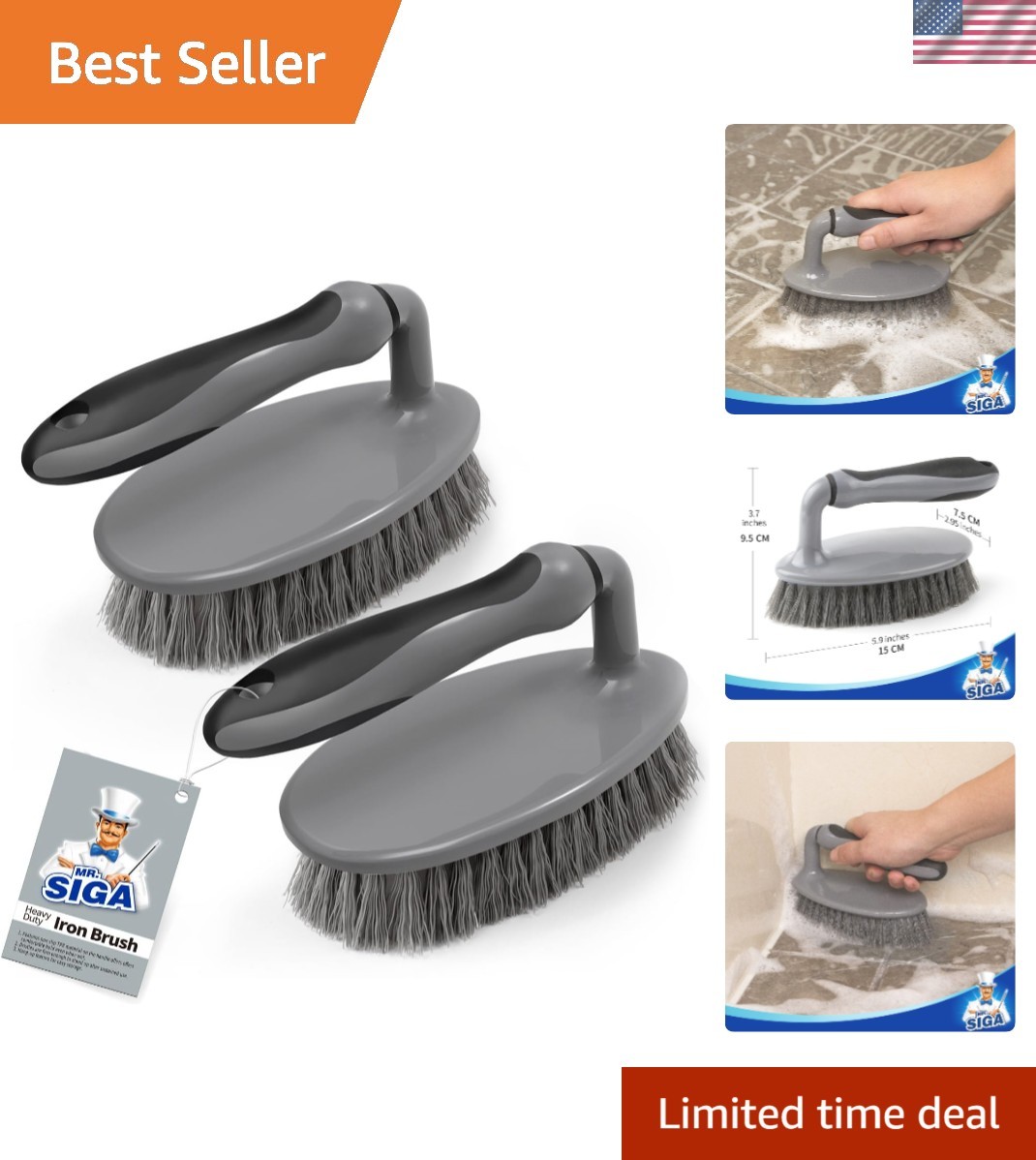 Durable Heavy Duty Cleaning Brush 2-Pack for Bathroom, Kitchen, and Floors