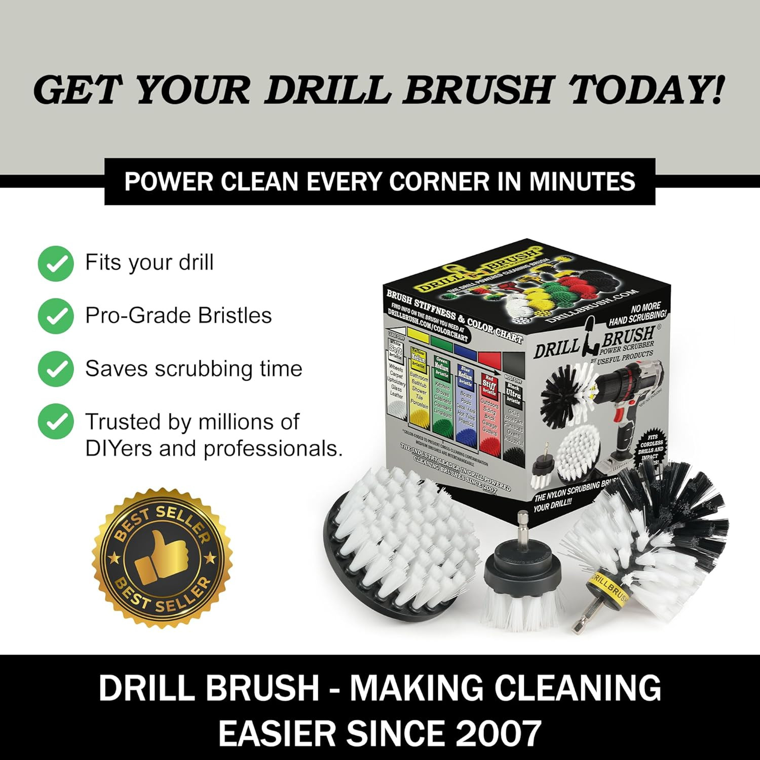Car Detailing Kit | Drill Brush Set – Soft Bristle Power Scrubber