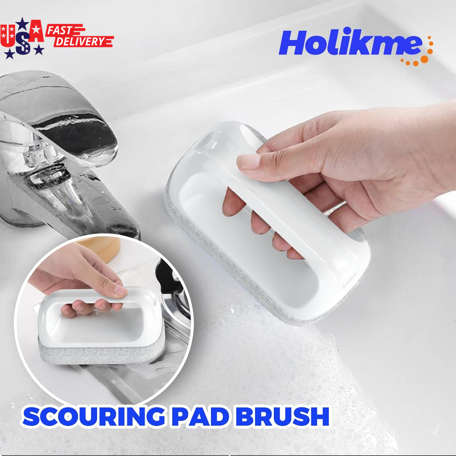 6-Pack Kitchen Cleaning Brush Set Green Dish Brushes with Scraper Scouring Pad W