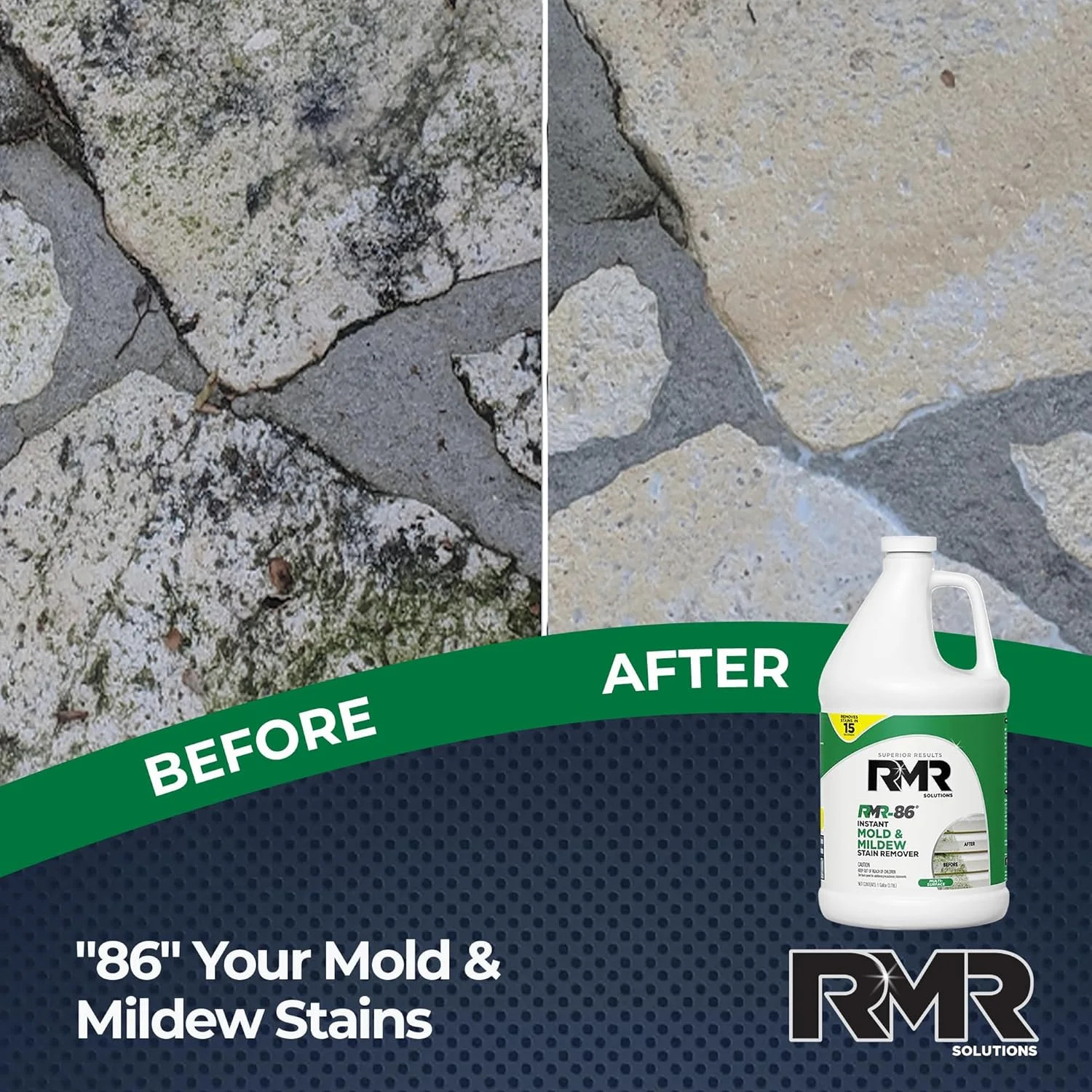 RMR-86 Instant Mold and Mildew Stain Remover Spray – Scrub Free Formula, 1 Gallo