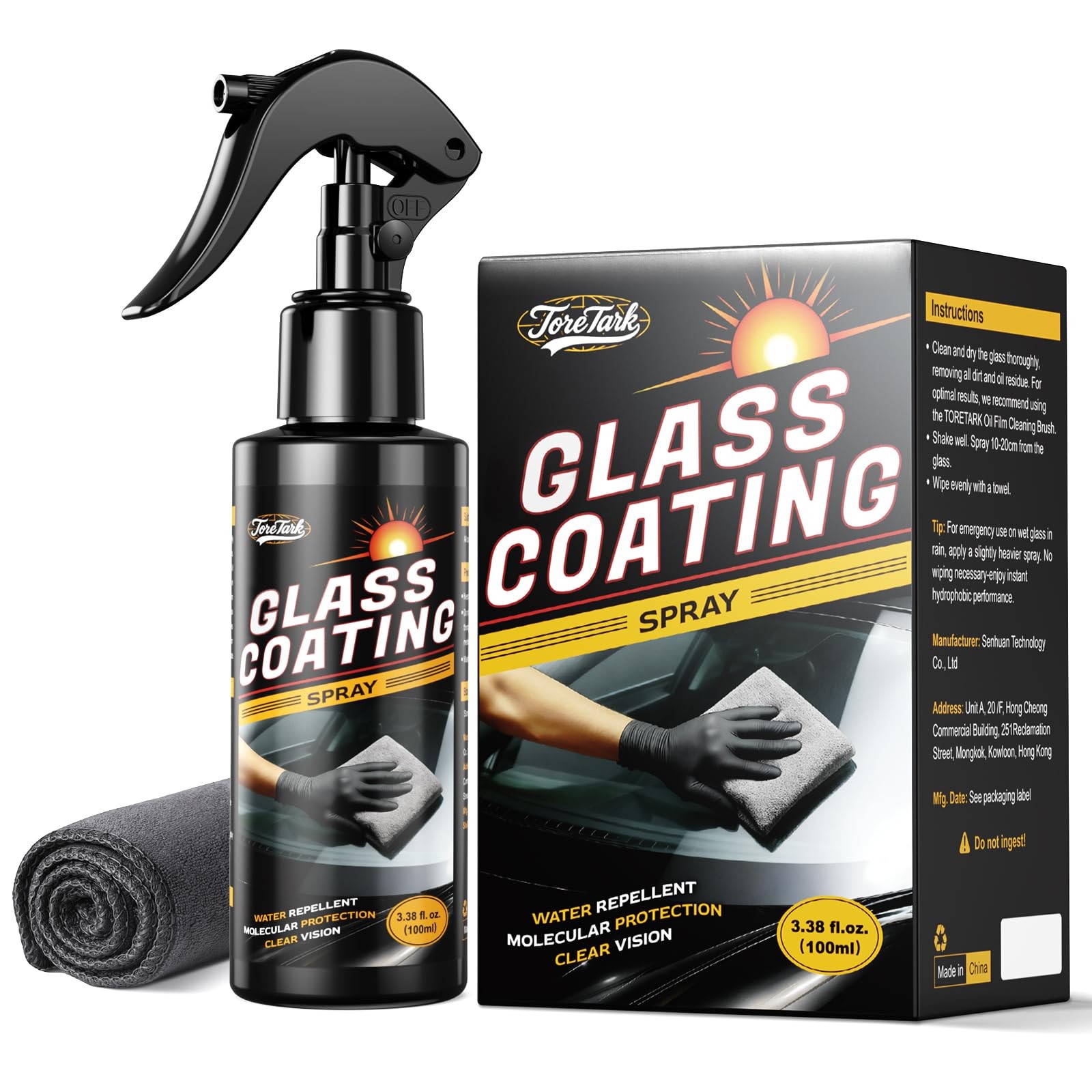Car Ceramic Glass Coating Spray,Automotive Windshield Rain Repellent Glass Po…