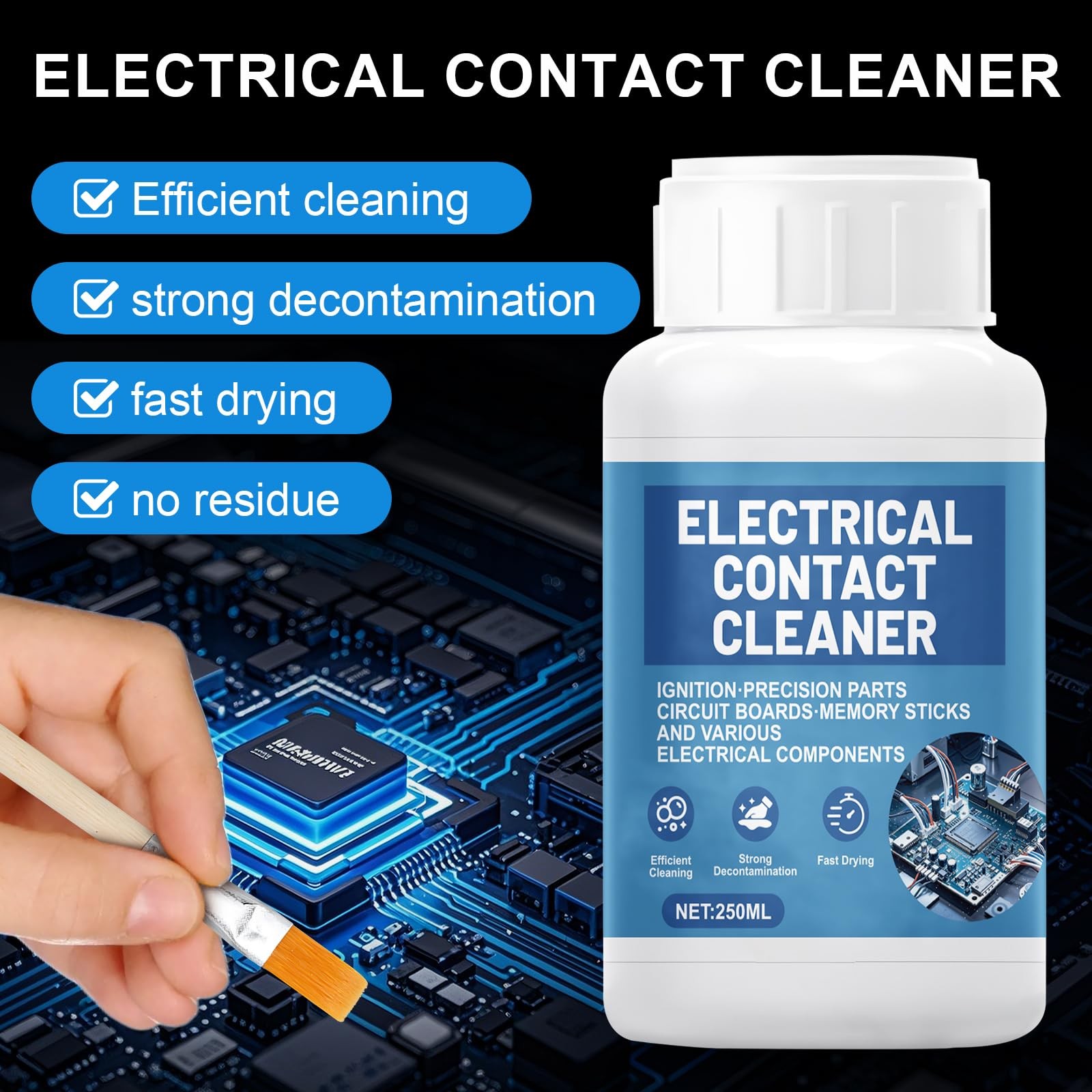 JAOJAO 250ml Electronic Contact Cleaner, Circuit Board Cleaner Fast Drying Pr…