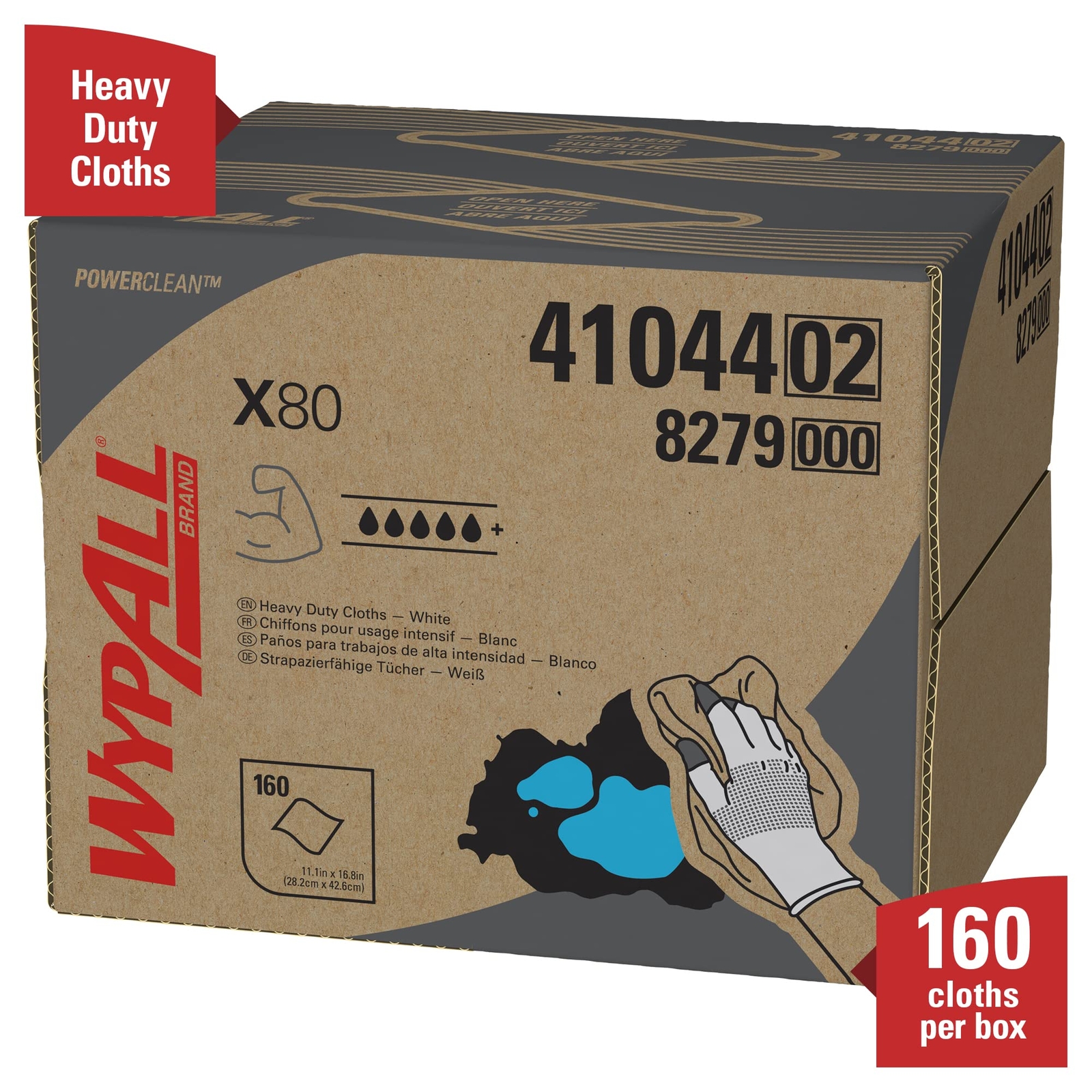 WypAll Power Clean X80 Heavy Duty Disposable Cleaning Cloths 160 Count Box
