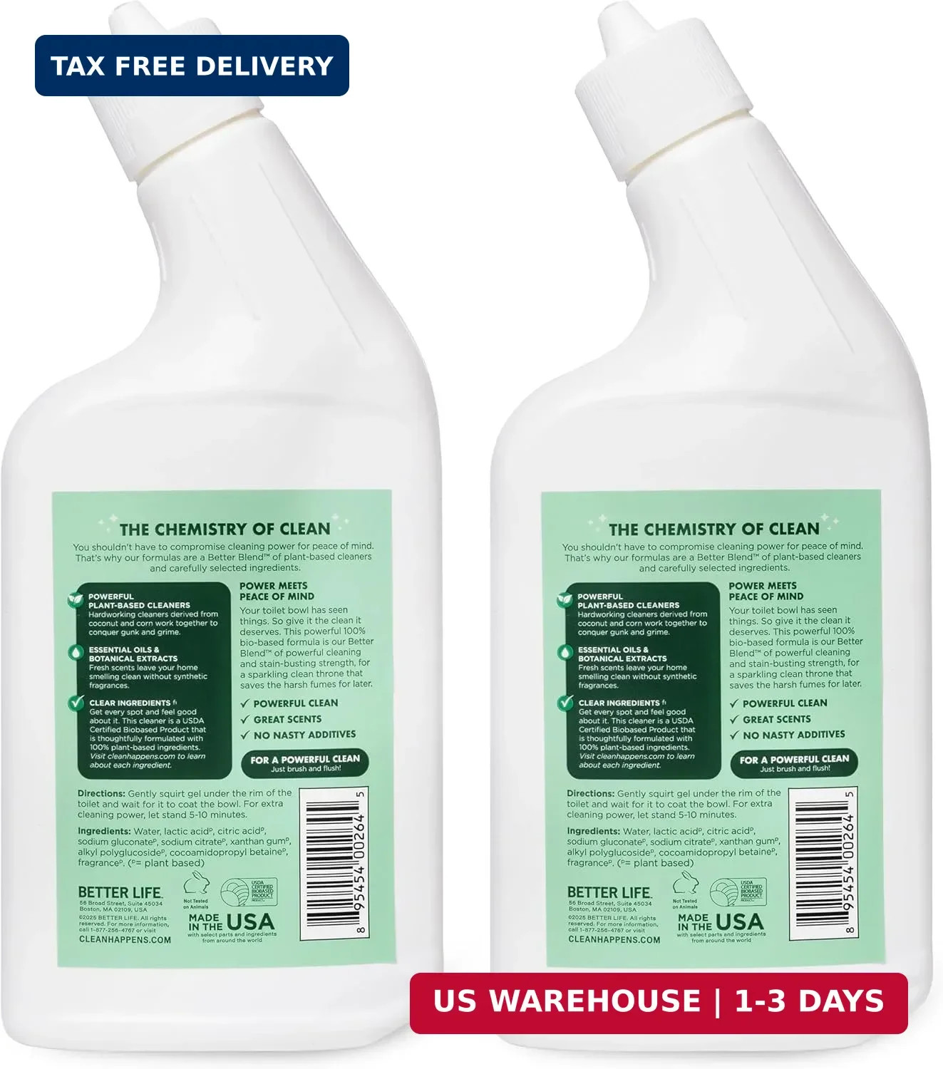 Better Life Toilet Bowl Cleaner, Plant-based, Stain & Odor Remover, Tea Tree & P