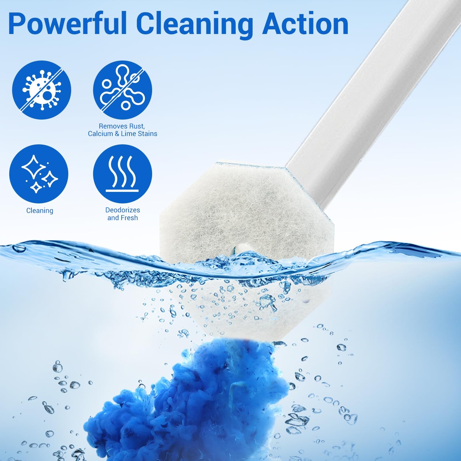50 Counts Disposable Toilet Bowl Wand Refills, 5X Cleaning Power Toilet Clean…