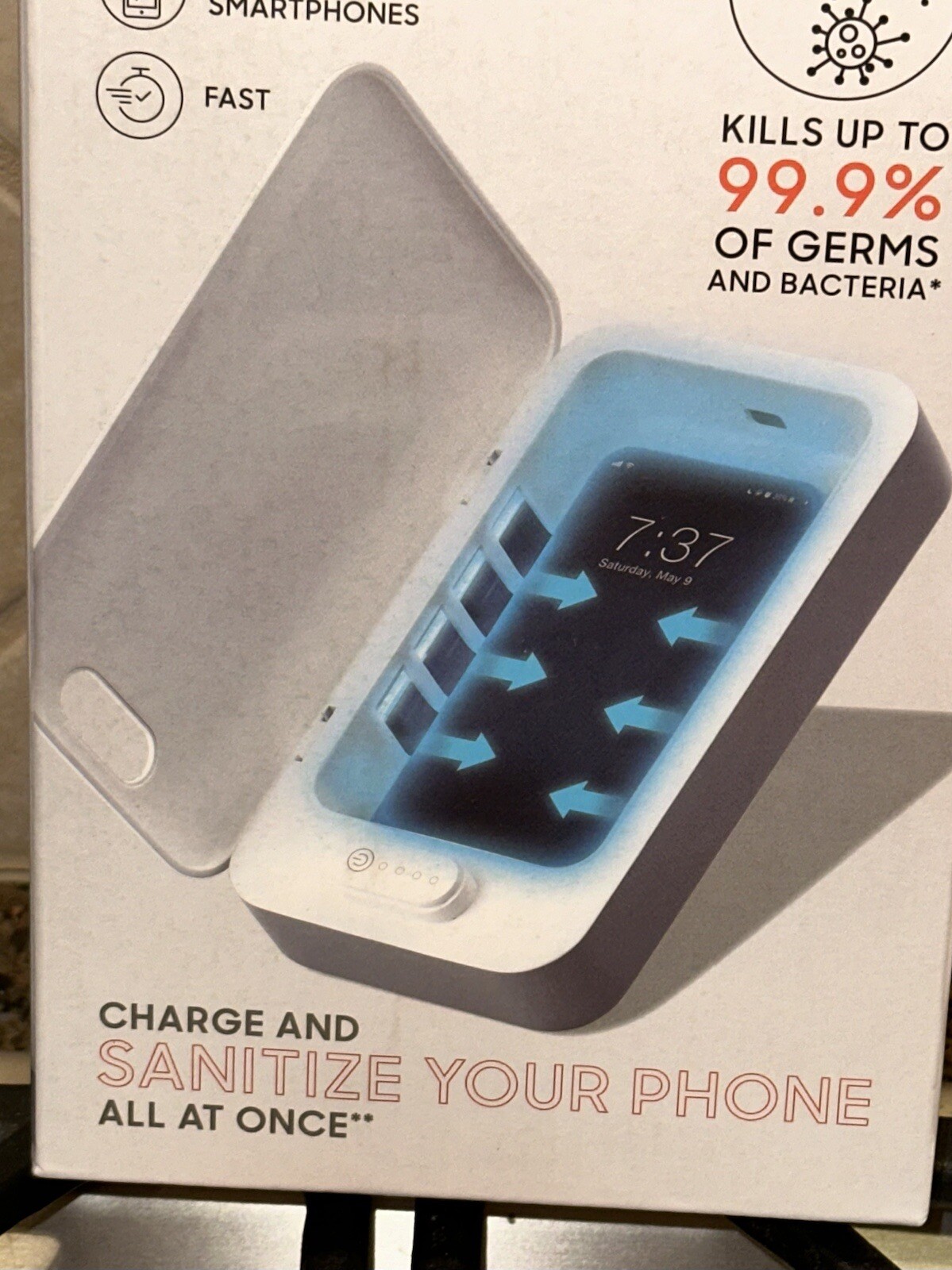 New Sharper Image UV-Zone Phone Sanitizer in Box (Charge & Sanitize Your Phone)