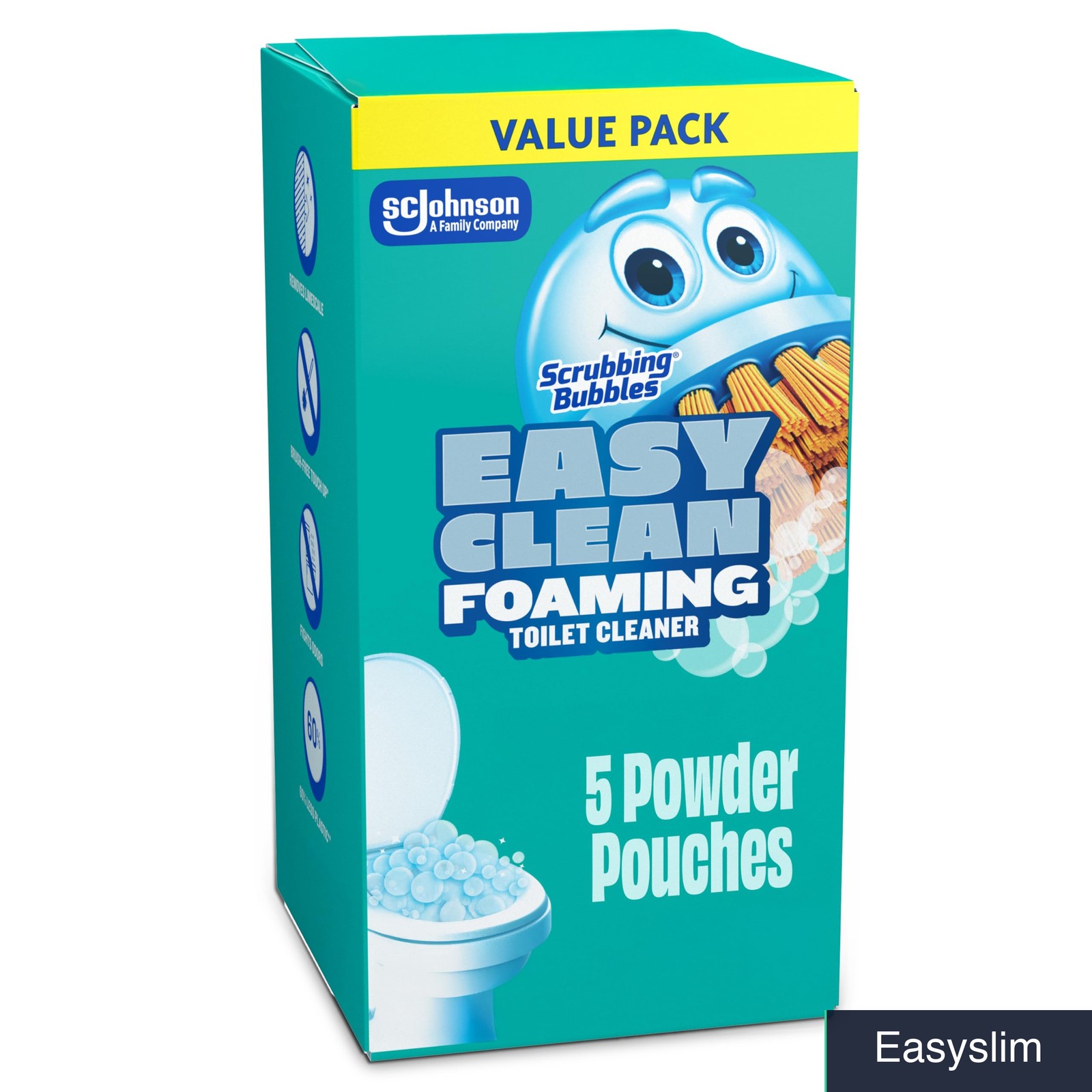 Toilet Bowl Cleaner 5 Pack Powder Pouches Foaming Limescale Stain Removal