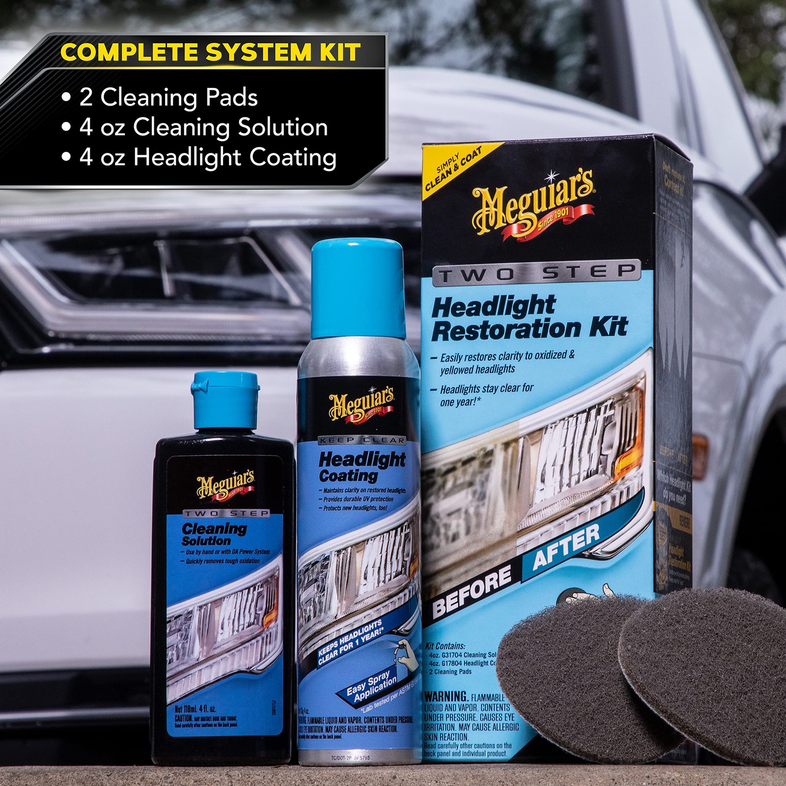Meguiar’s Two Step Headlight Restoration Kit For Clear Brighter Headlights
